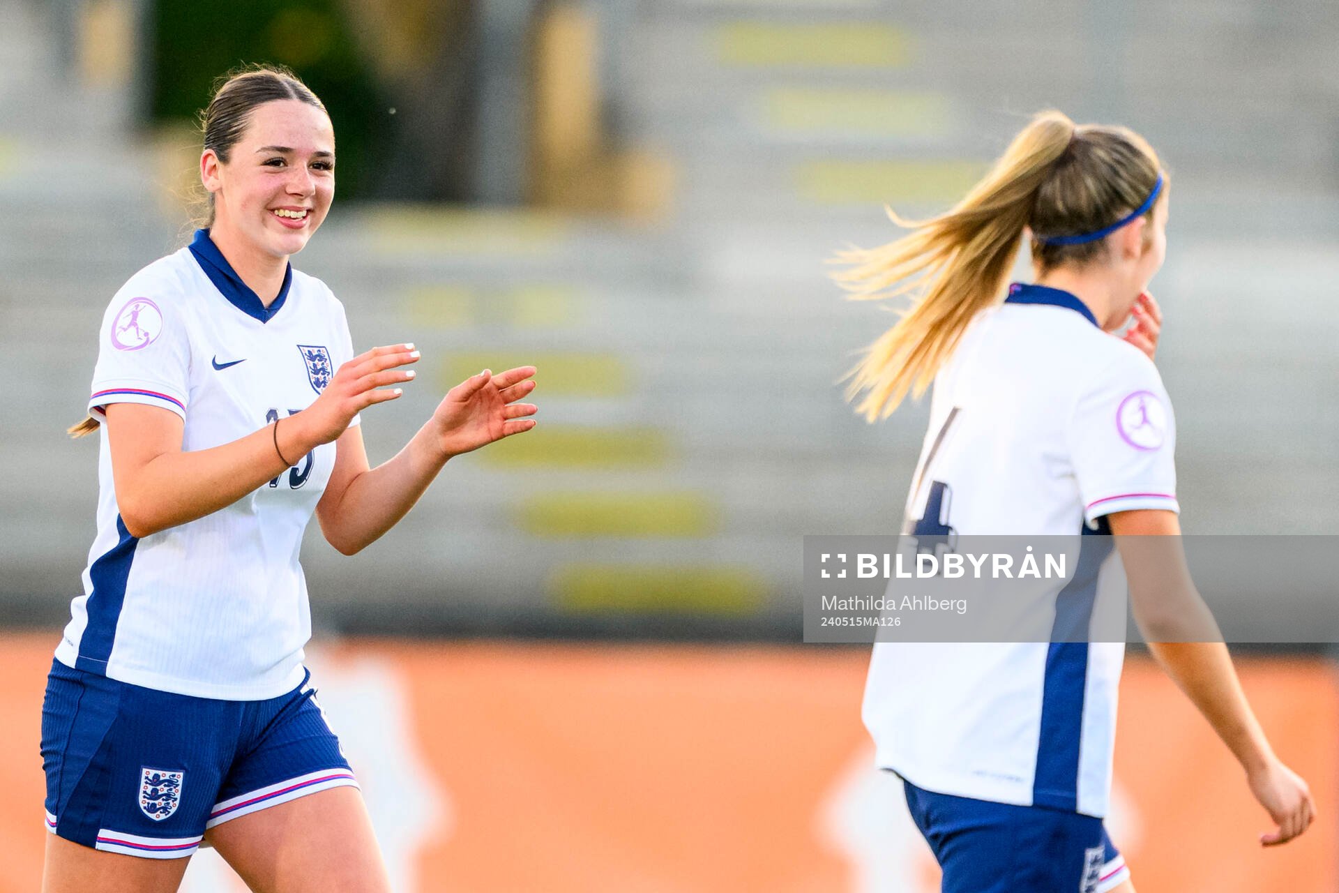 Niamh Peacock of England celebrates