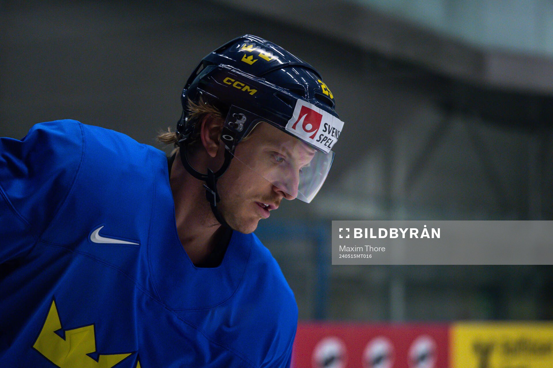 Jonas Brodin of Sweden at a practice session