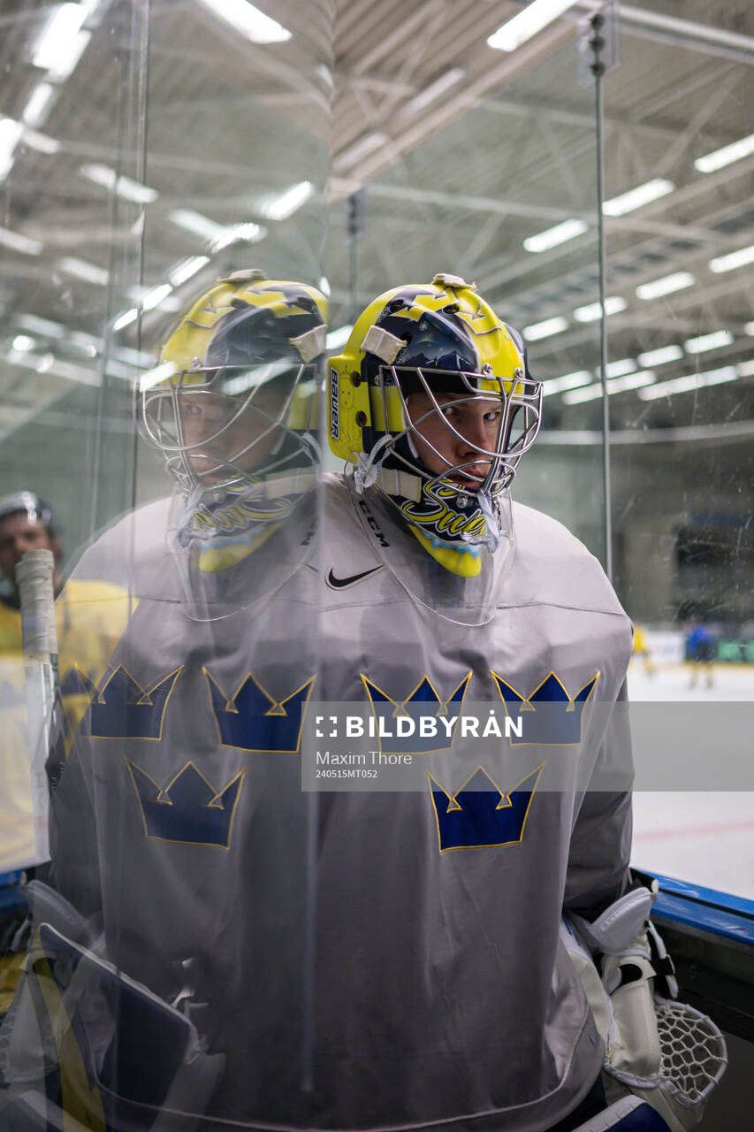 Goaltender Filip Gustavsson of Sweden
