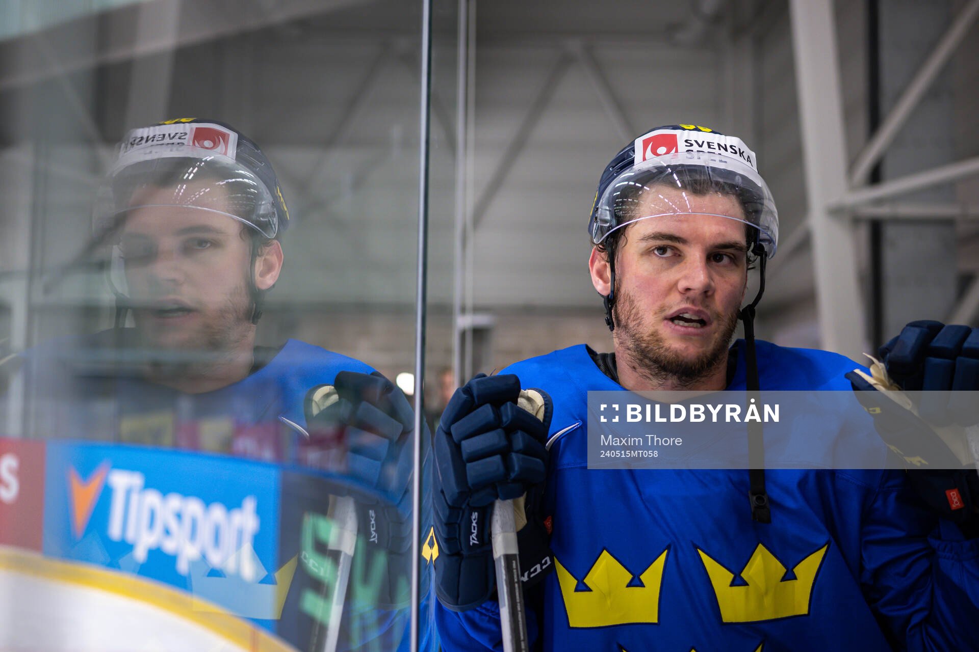 André Burakovsky of Sweden speaks with media