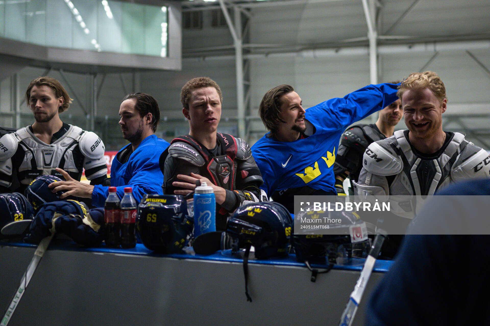Lucas Raymond, Erik Karlsson and Carl Grundström of Sweden