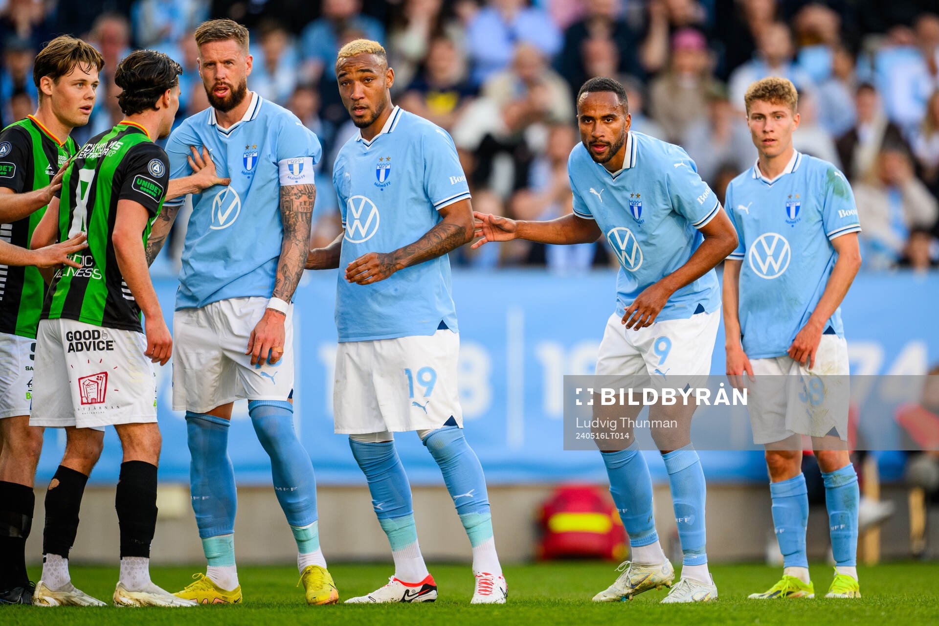 Malmö FFs Pontus Jansson, Derek Cornelius, Isaac Kiese