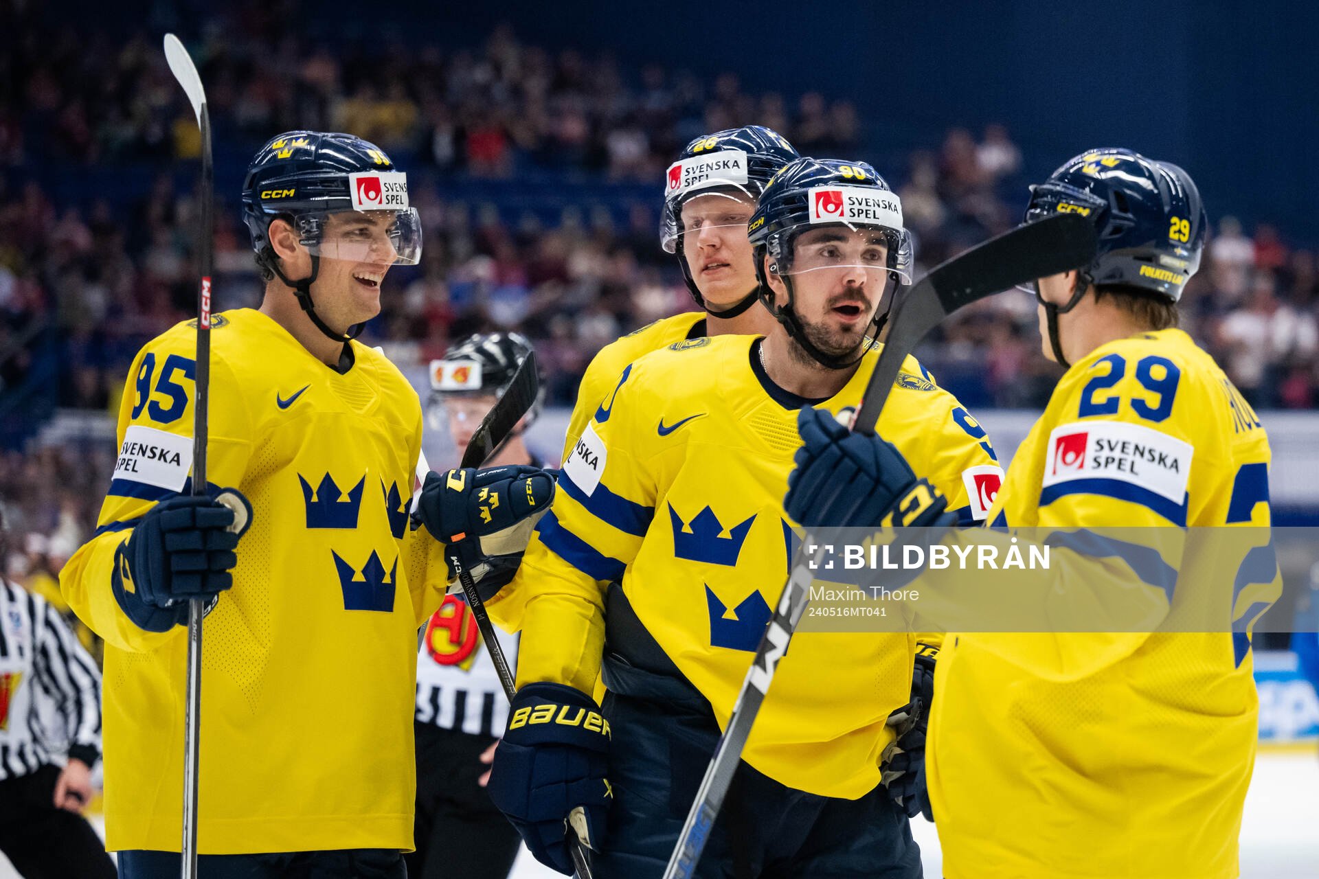 Marcus Johansson of Sweden celebrates with team mates