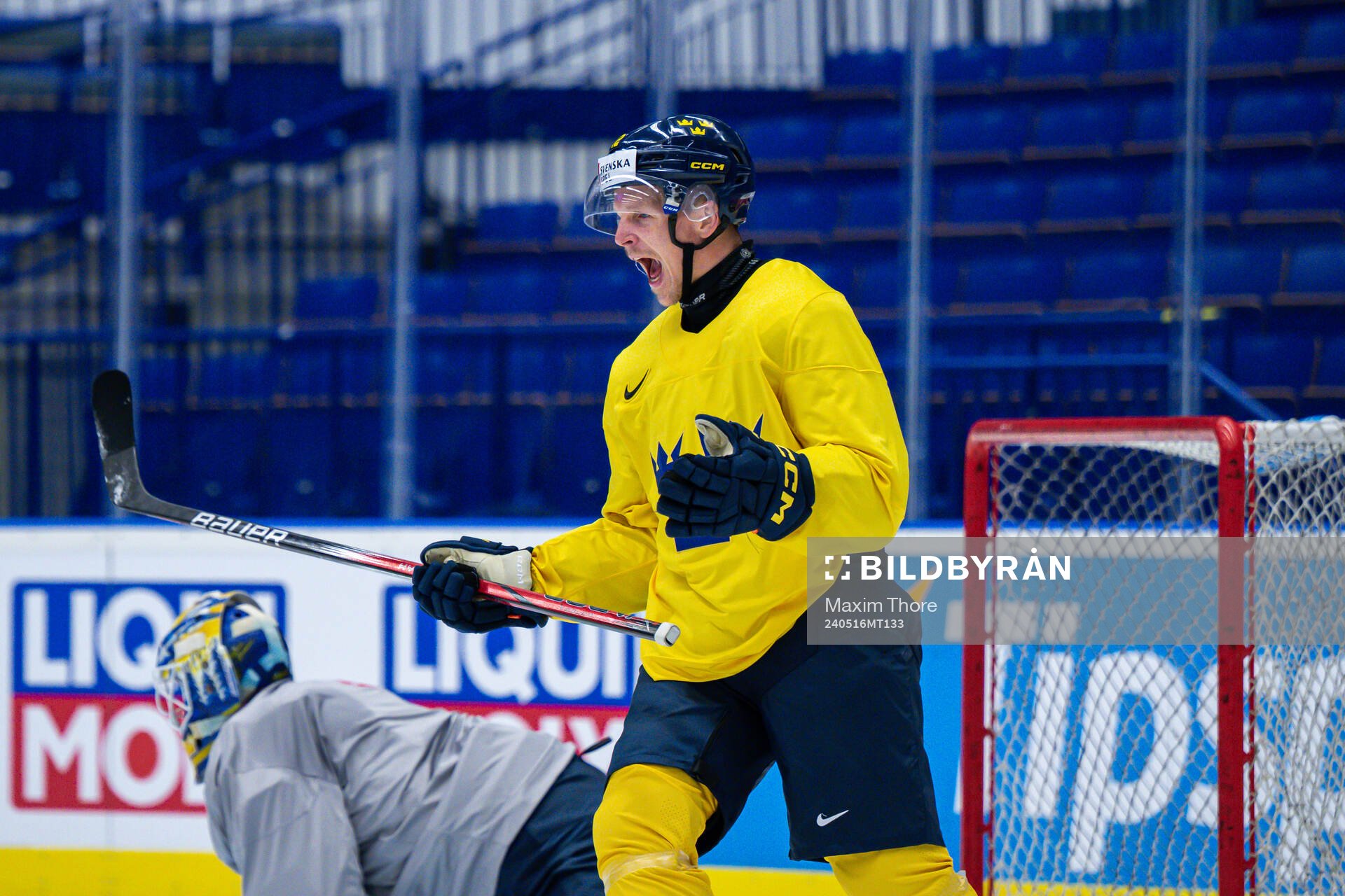 Max Friberg of Sweden reacts at a practice session