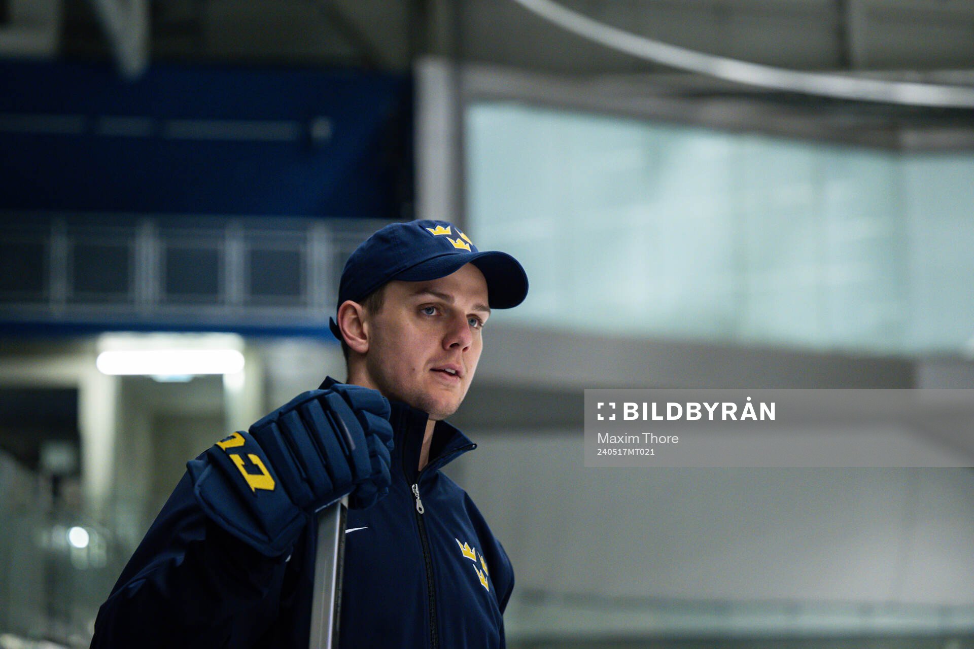 Goaltender coach Anthon Hansson of Sweden at a practice