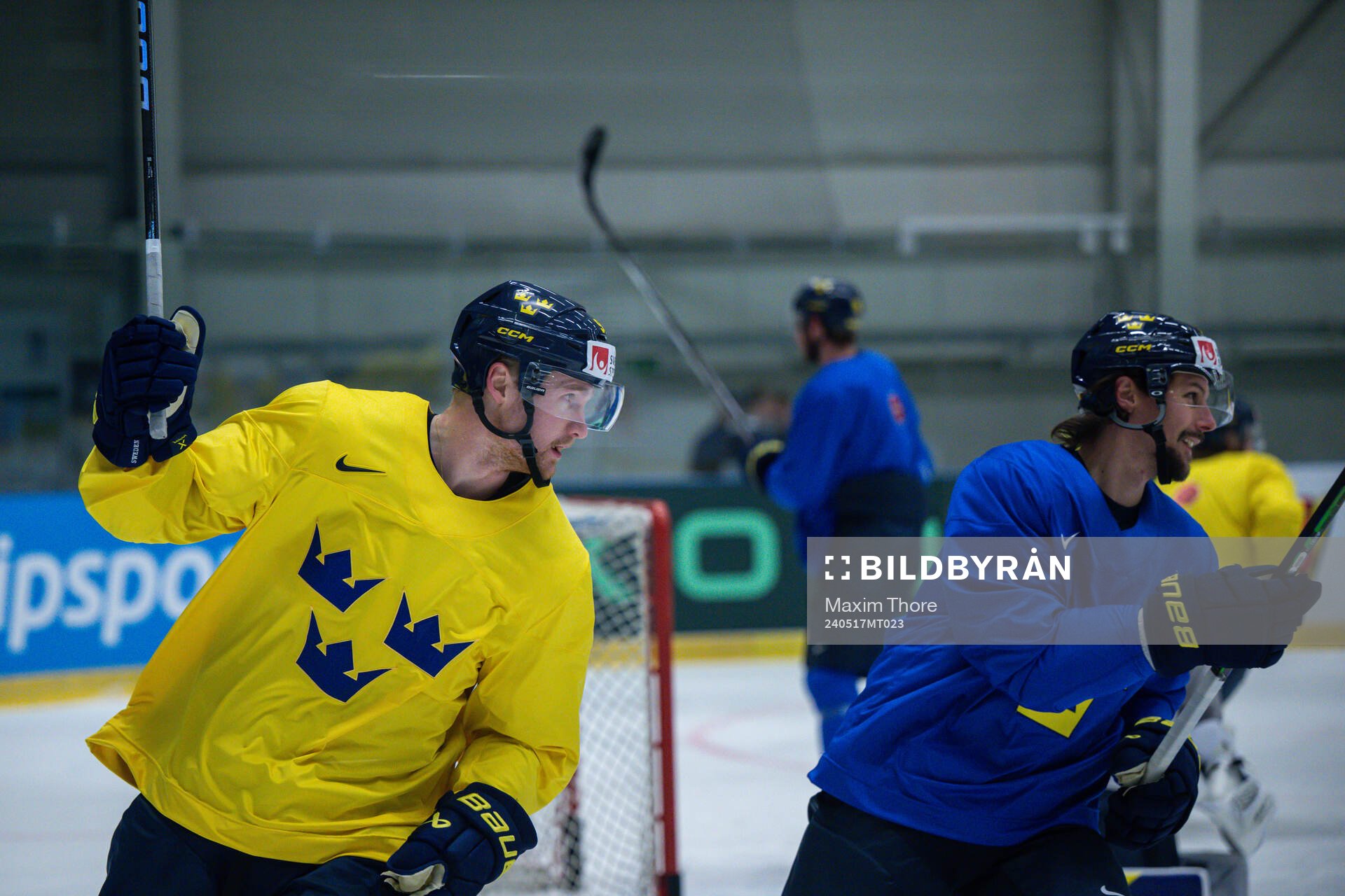 Carl Grundström and Erik Karlsson of Sweden at a practice