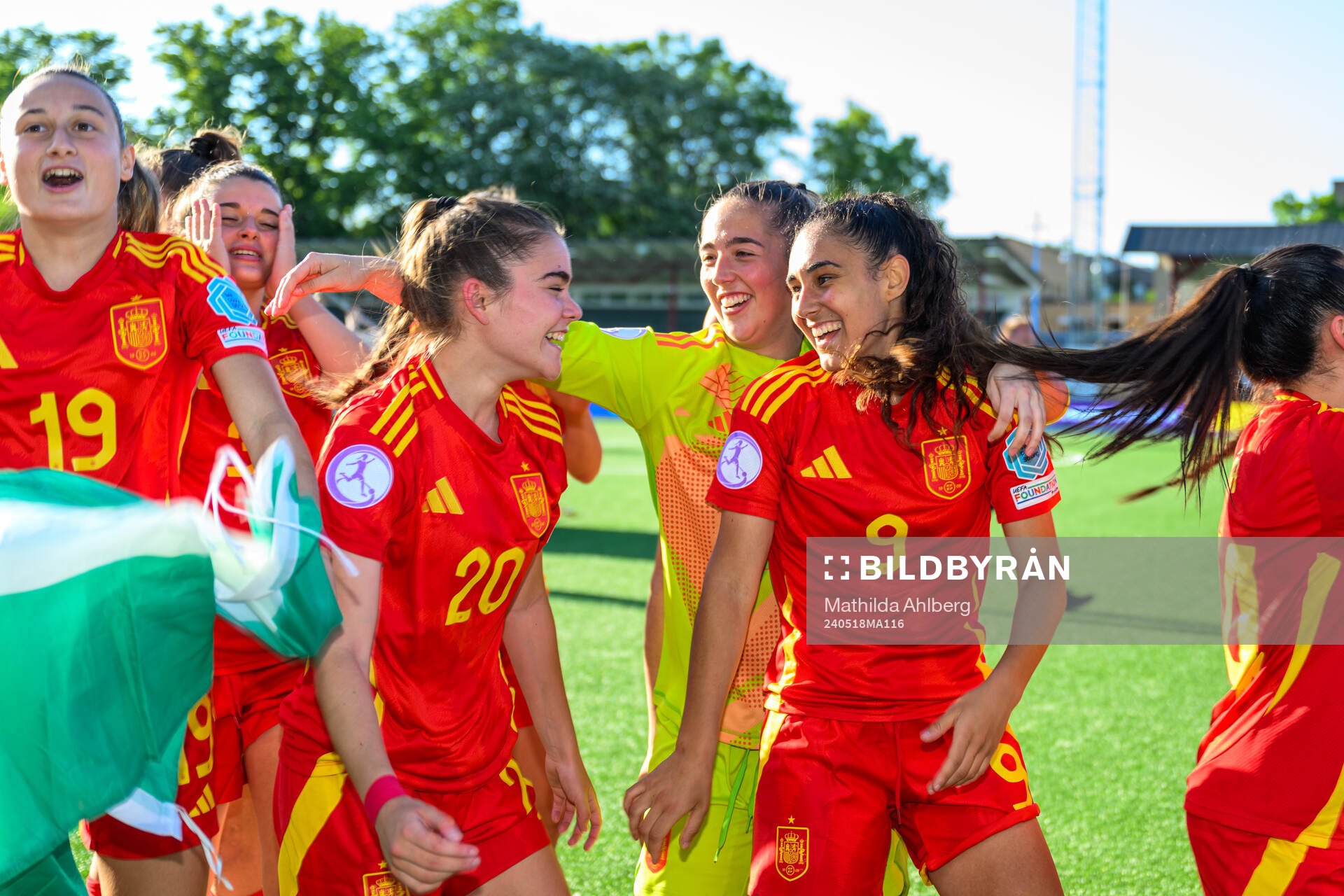 Natalia Escot and Celia Segura of Spain celebrate