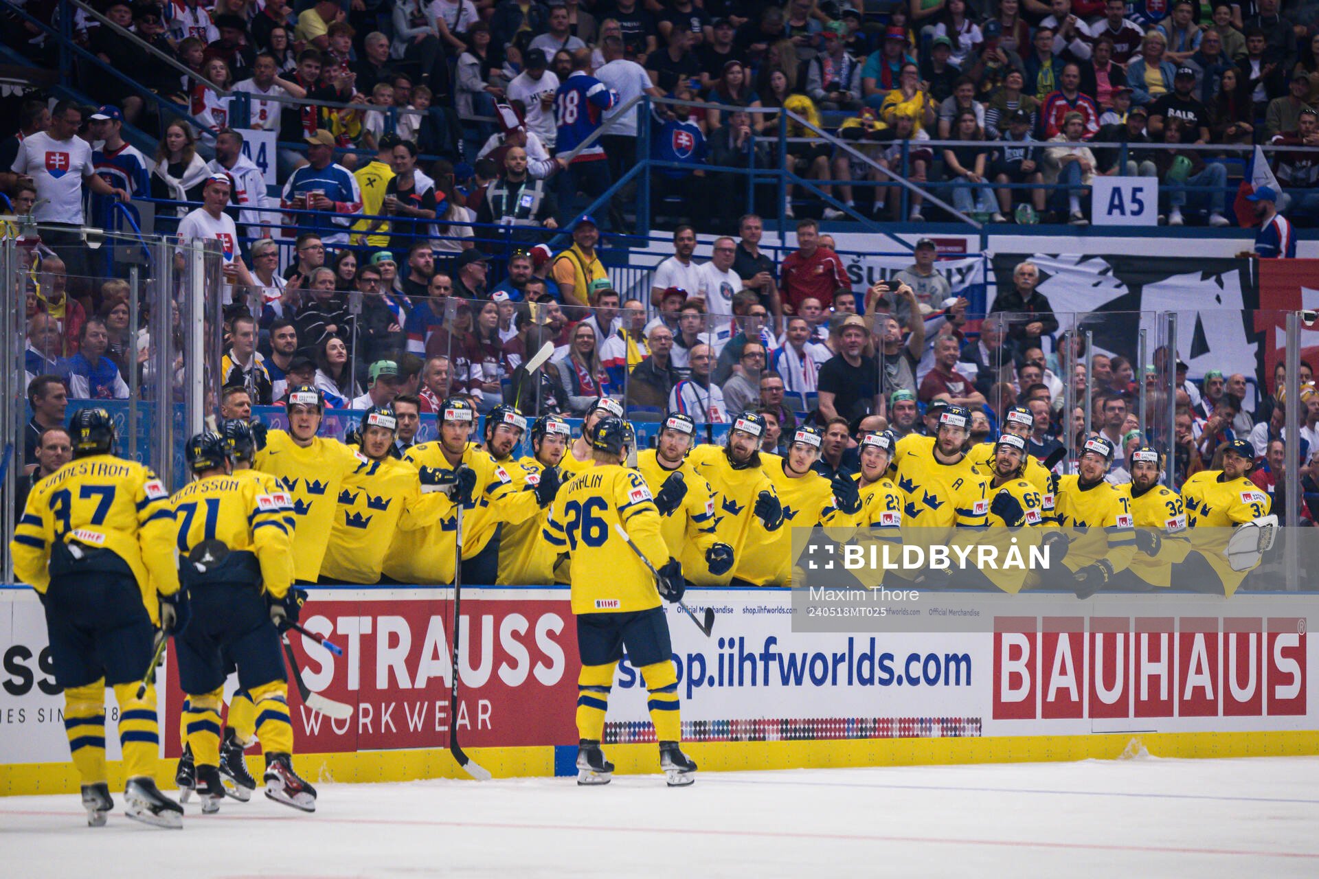Rasmus Dahlin of Sweden celebrates