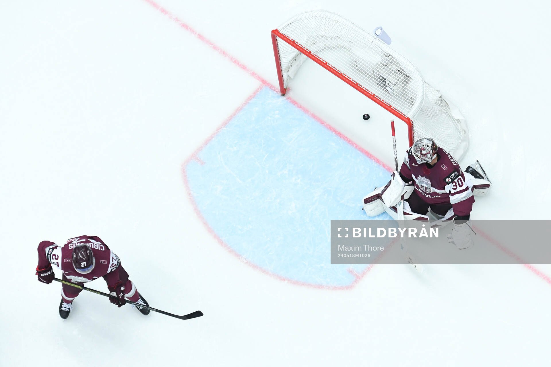 goaltender Elvis Merzlikins of Latvia