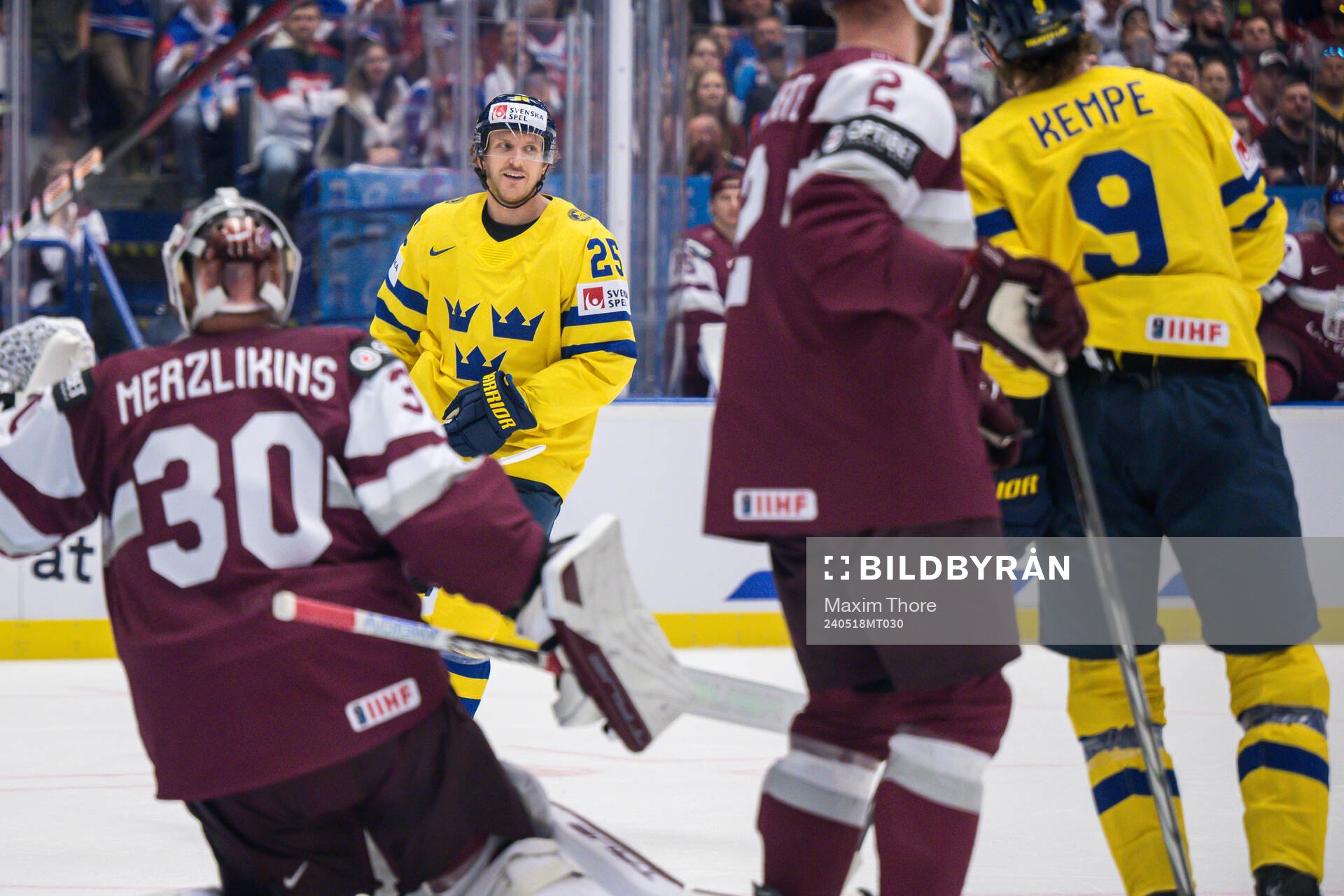 Jonas Brodin of Sweden celebrates