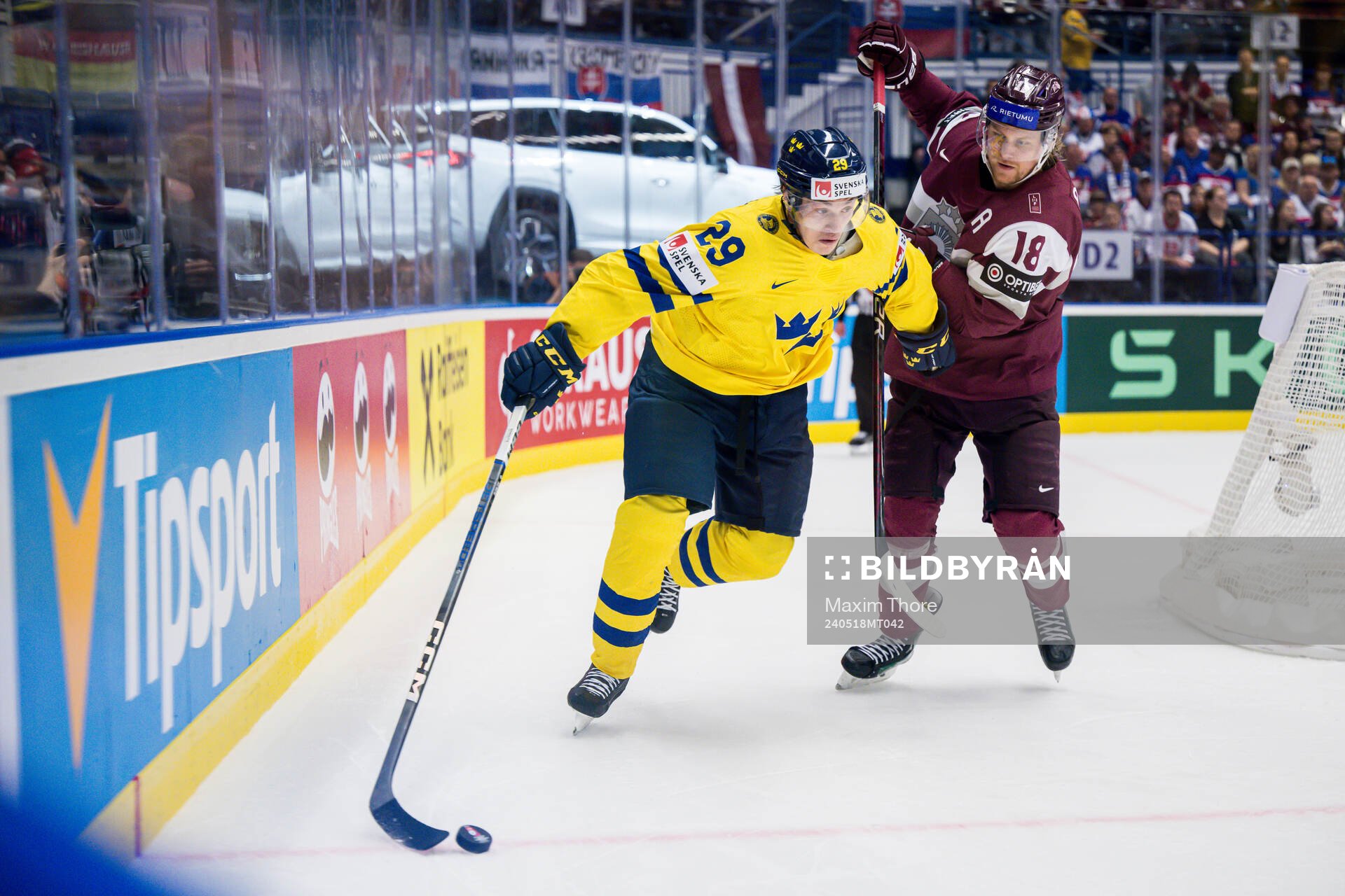 duringPontus Holmberg of Sweden the 2024 IIHF Ice Hockey