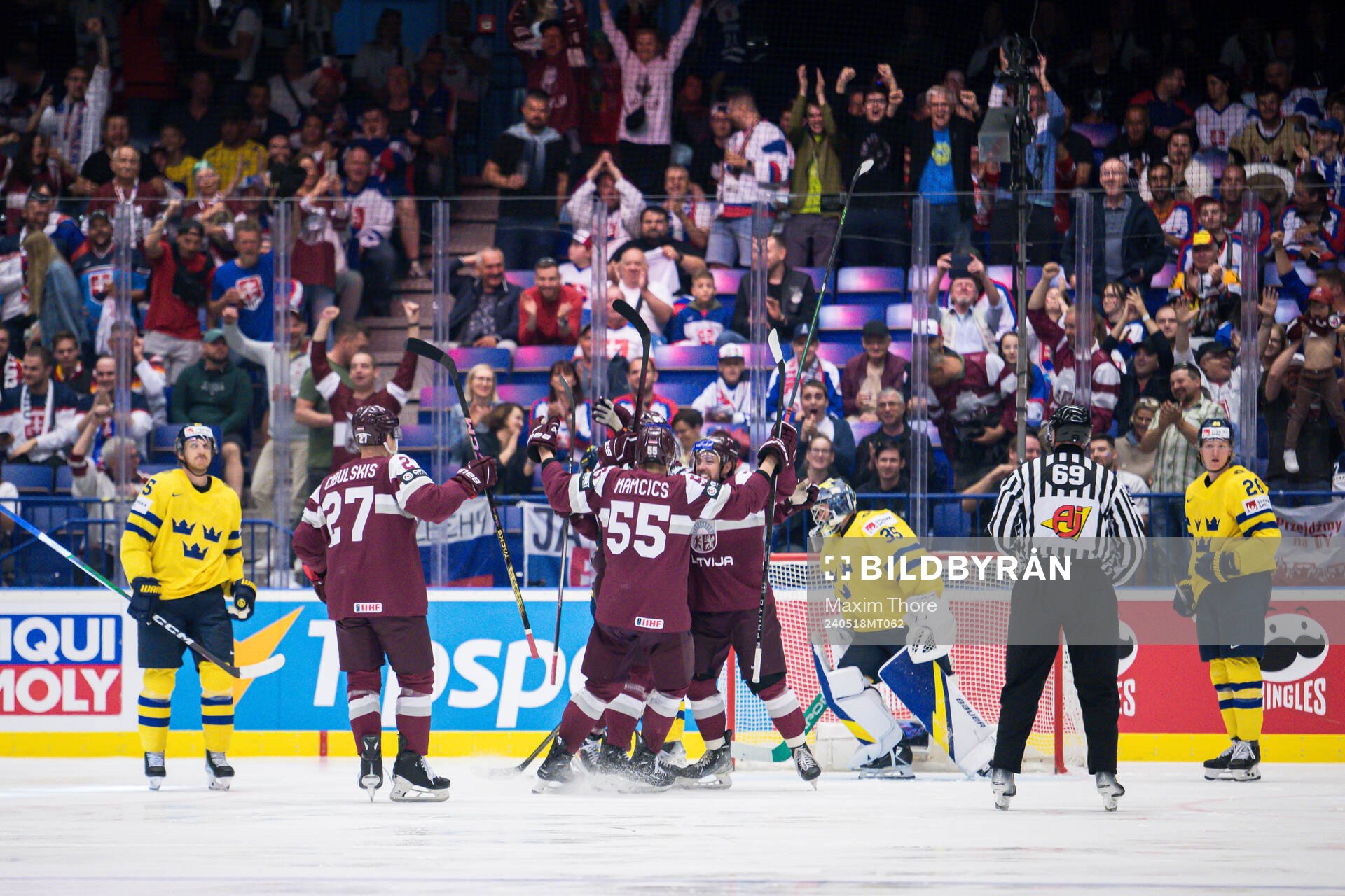 Players of Latvia celebrate