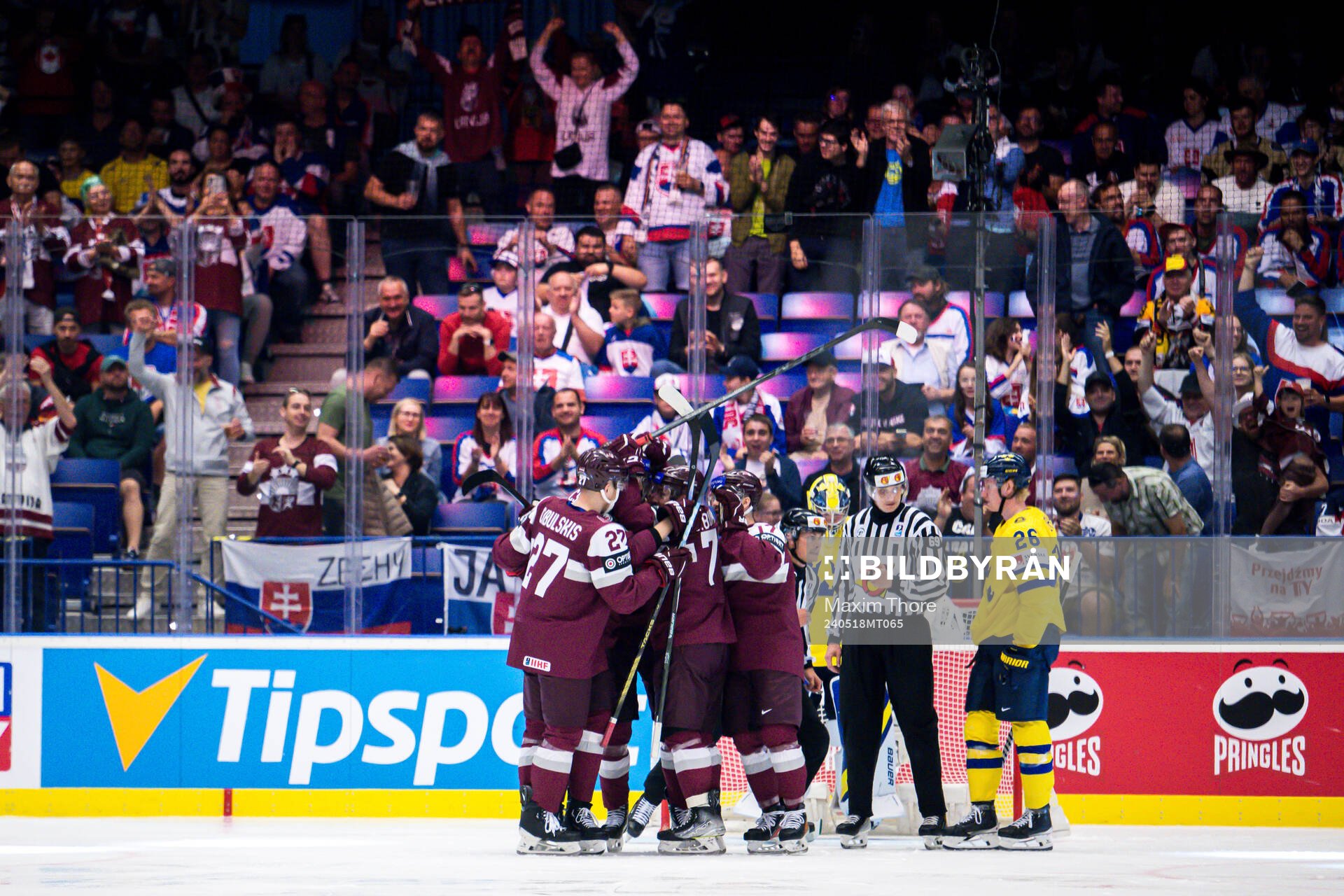Players of Latvia celebrate