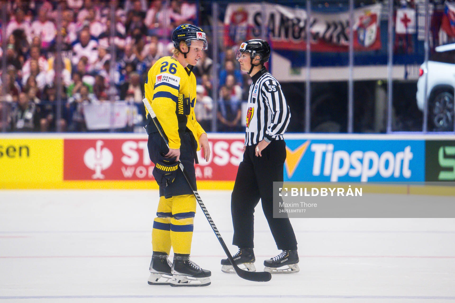 Rasmus Dahlin of Sweden looks dejected
