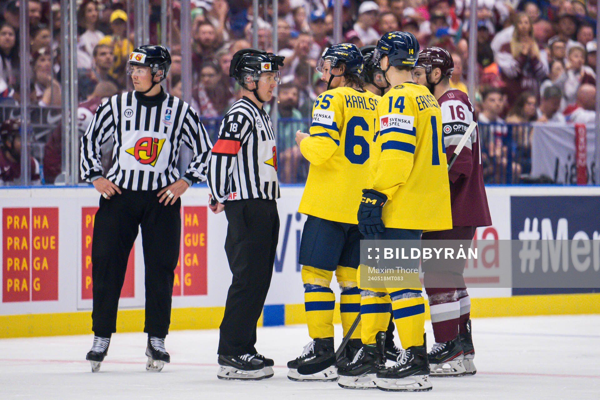 Erik Karlsson and Joel Eriksson Ek of Sweden in a