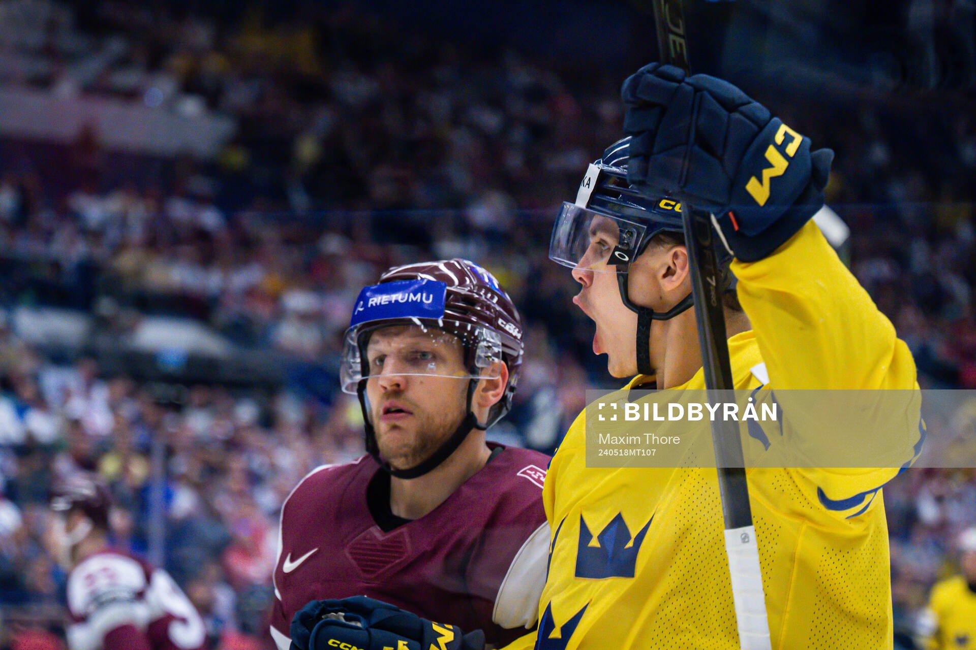 Joel Eriksson Ek of Sweden celebrates the 2-5 goal