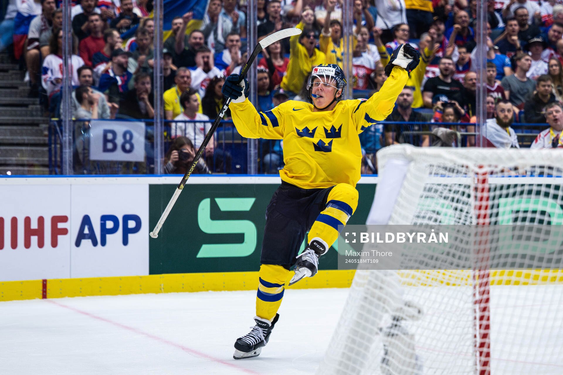 Fabian Zetterlund of Sweden celebrates the 2-3 goal