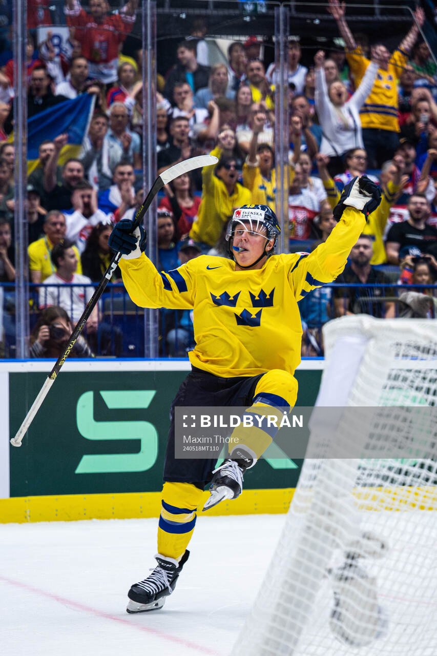 Fabian Zetterlund of Sweden celebrates the 2-3 goal