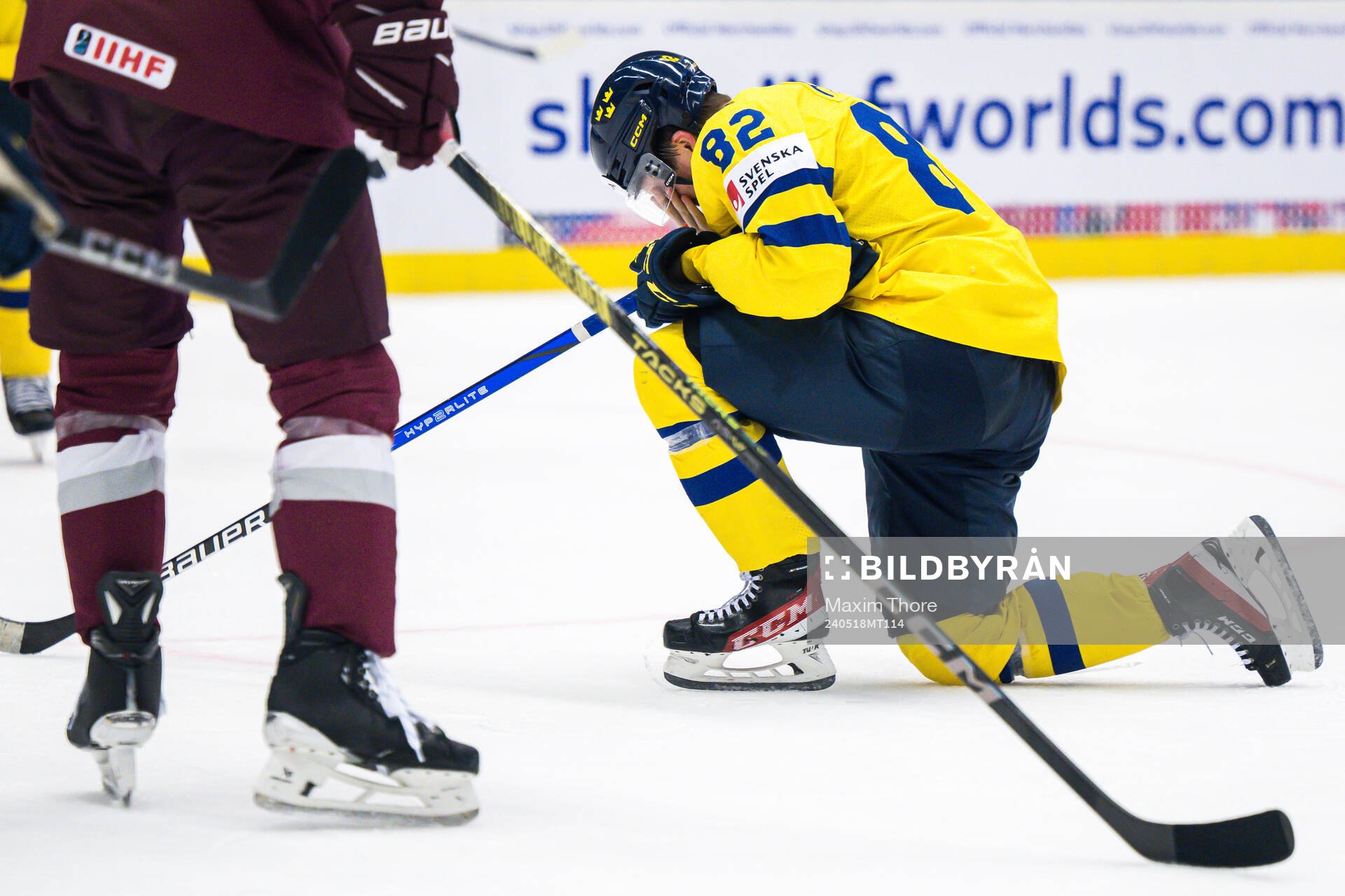 Jesper Frödén of Sweden in pain