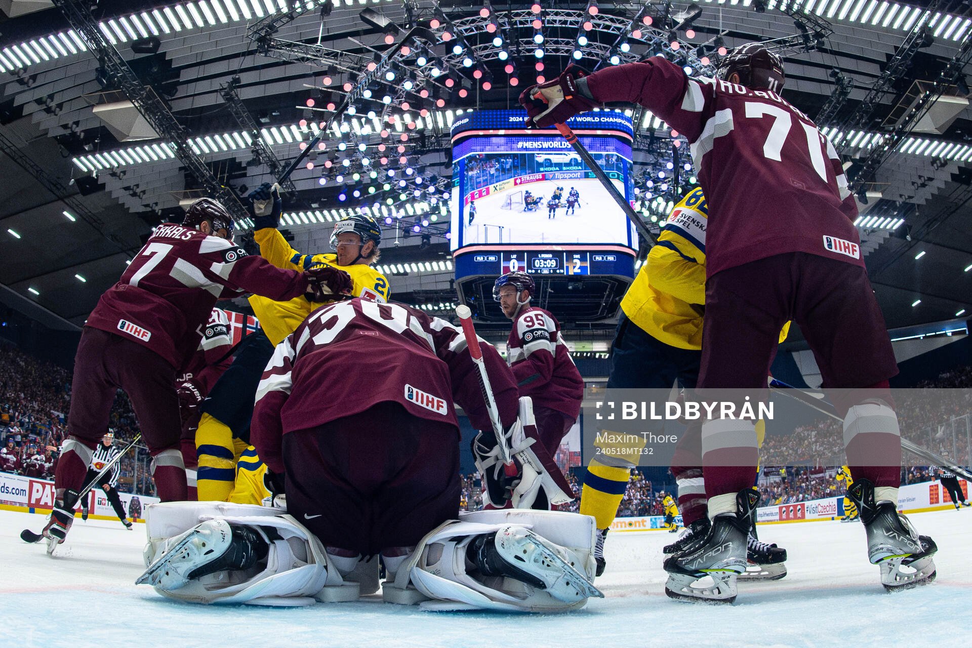 Rasmus Dahlin of Sweden and Martins Dzierkals of Latvia