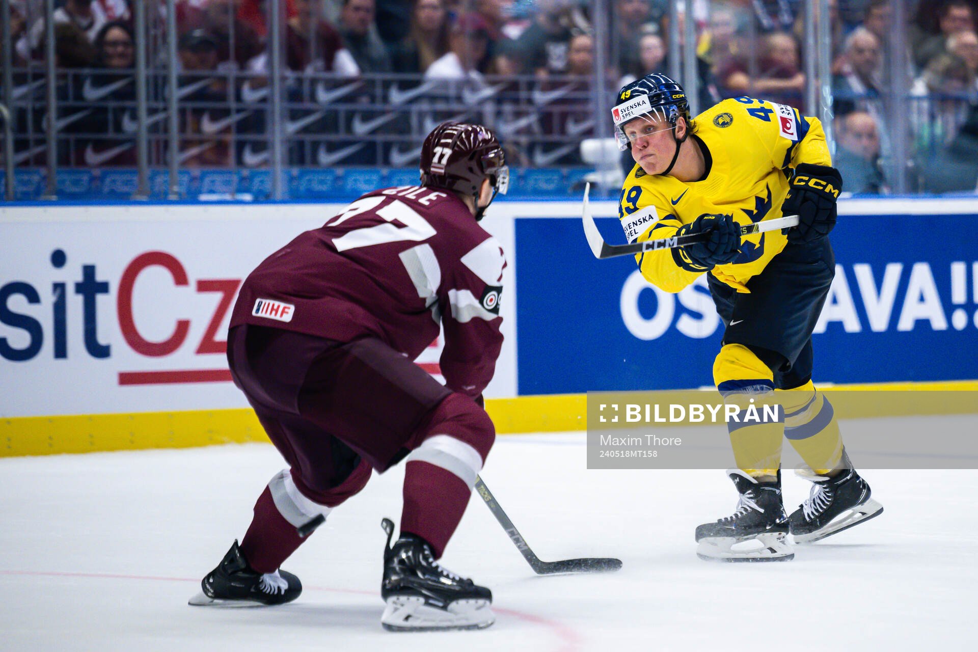 Fabian Zetterlund of Sweden scores the 2-3 goal