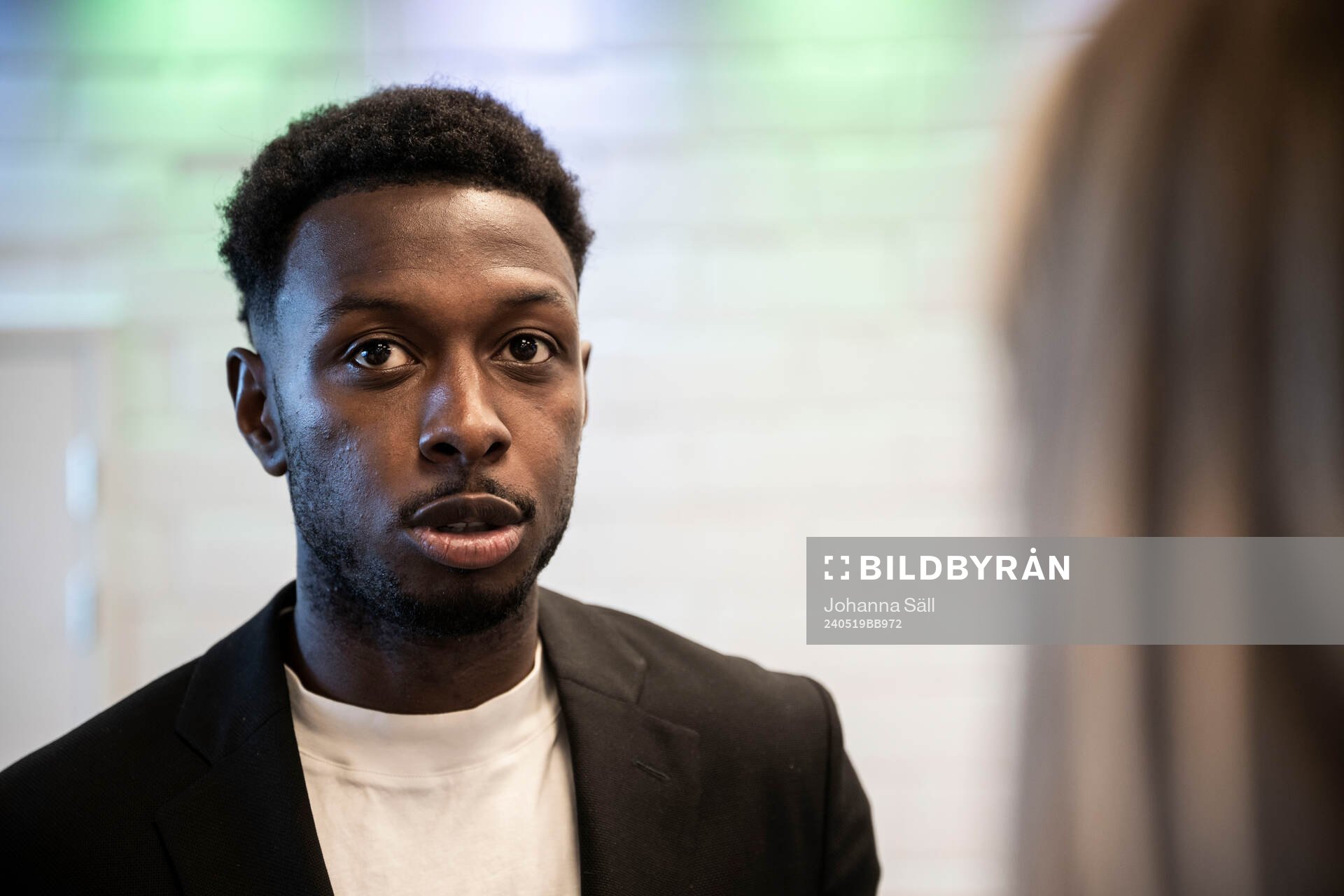 Hammarbys Shaquille Pinas i mixade zonen