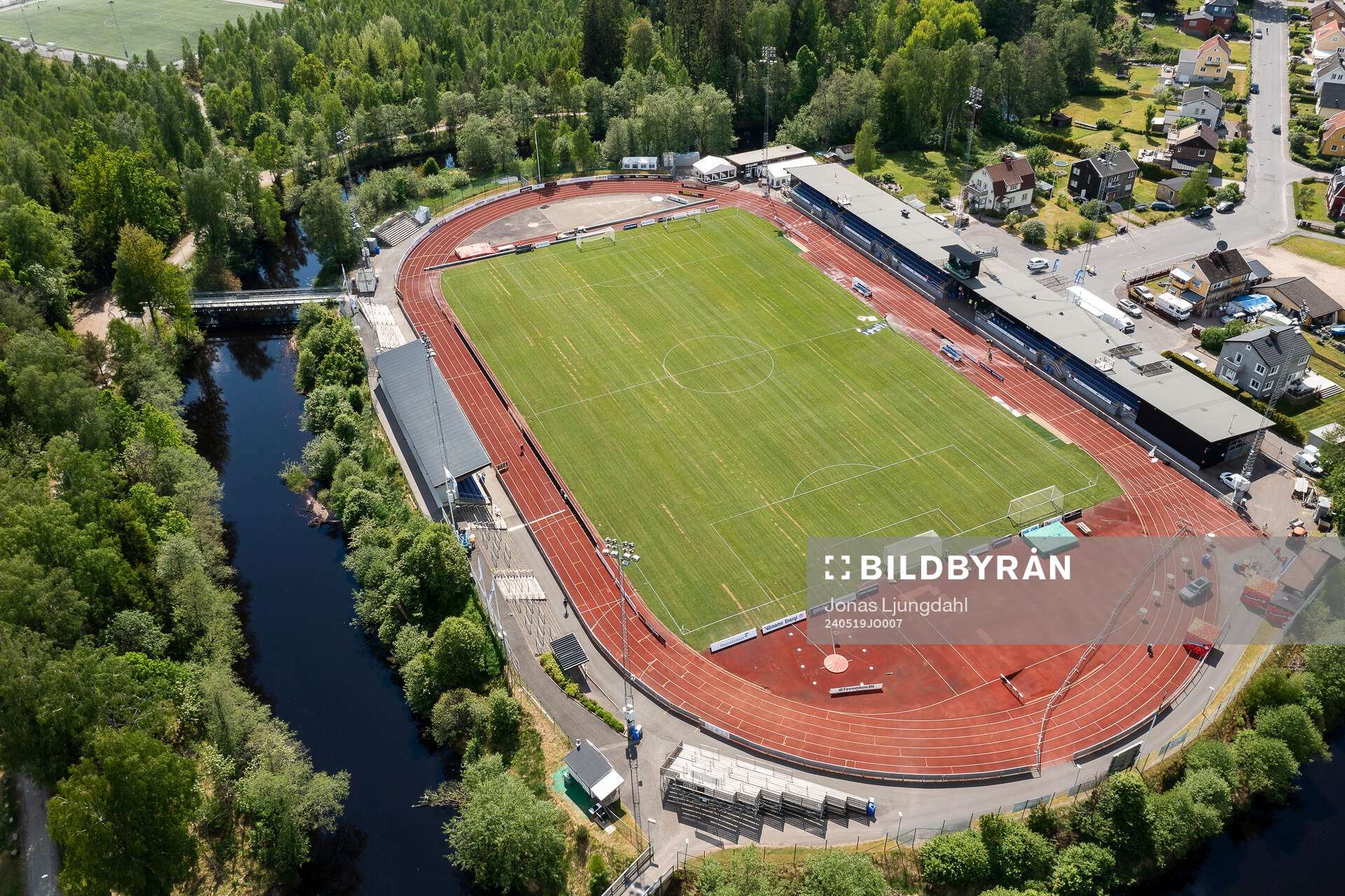 Drönarvy av Finnvedsvallen