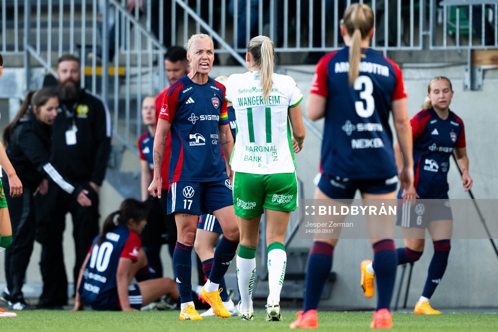 FC Rosengårds Caroline Seger reagerar