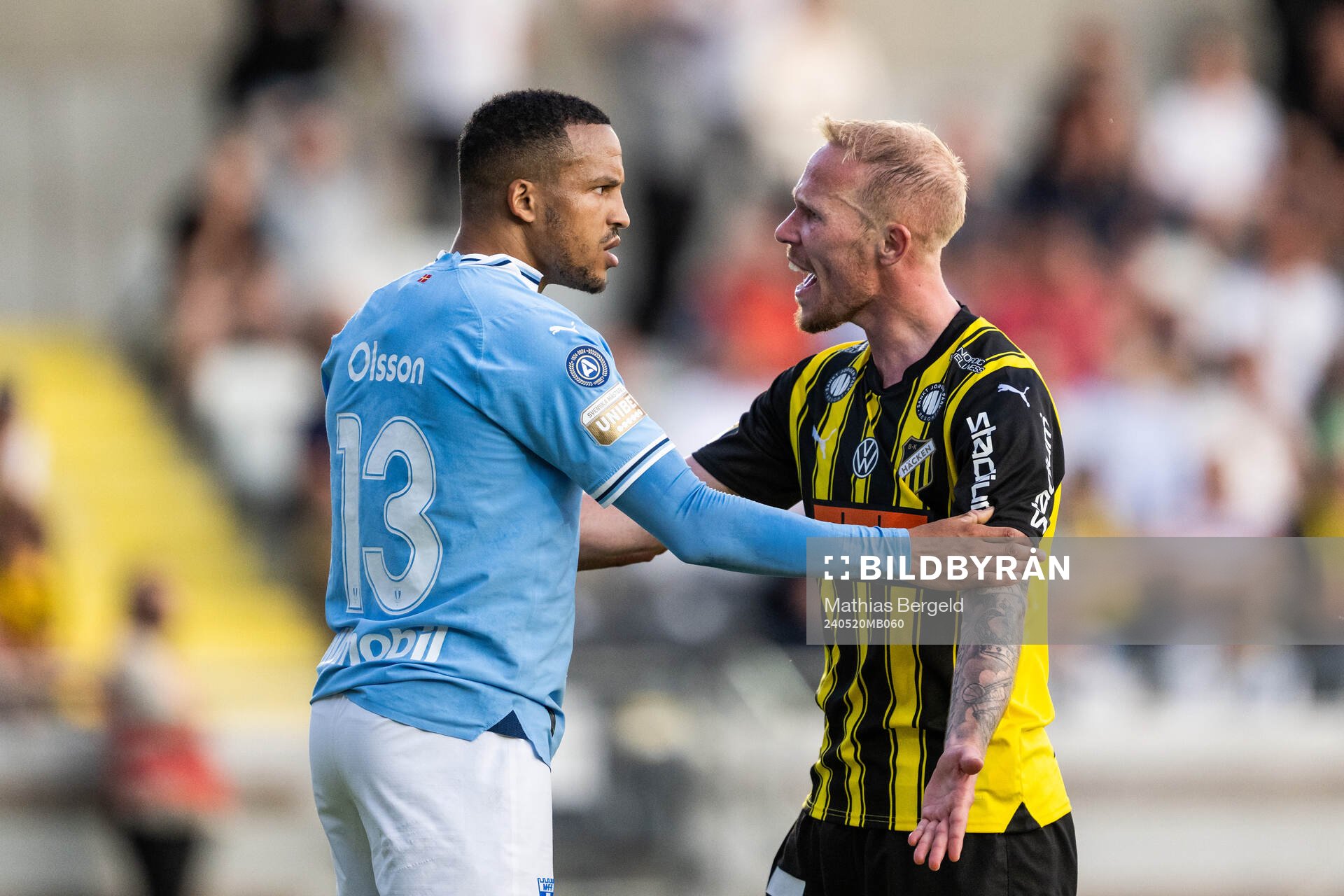 Malmö FFs Martin Olsson och Häckens Mikkel Rygaard Jensen
