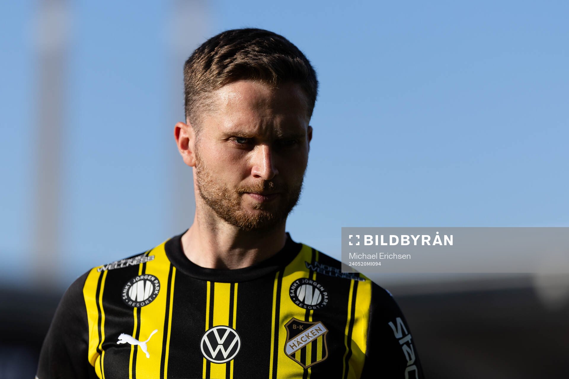 Häckens Adam Lundkvist innan fotbollsmatchen i Allsvenskan