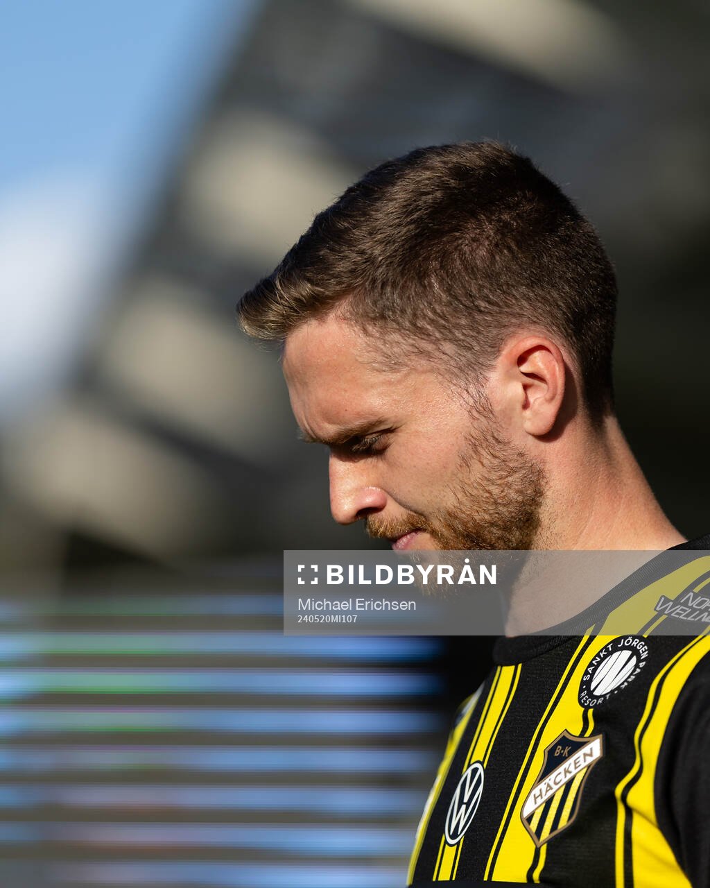 Häckens Adam Lundkvist innan fotbollsmatchen i Allsvenskan