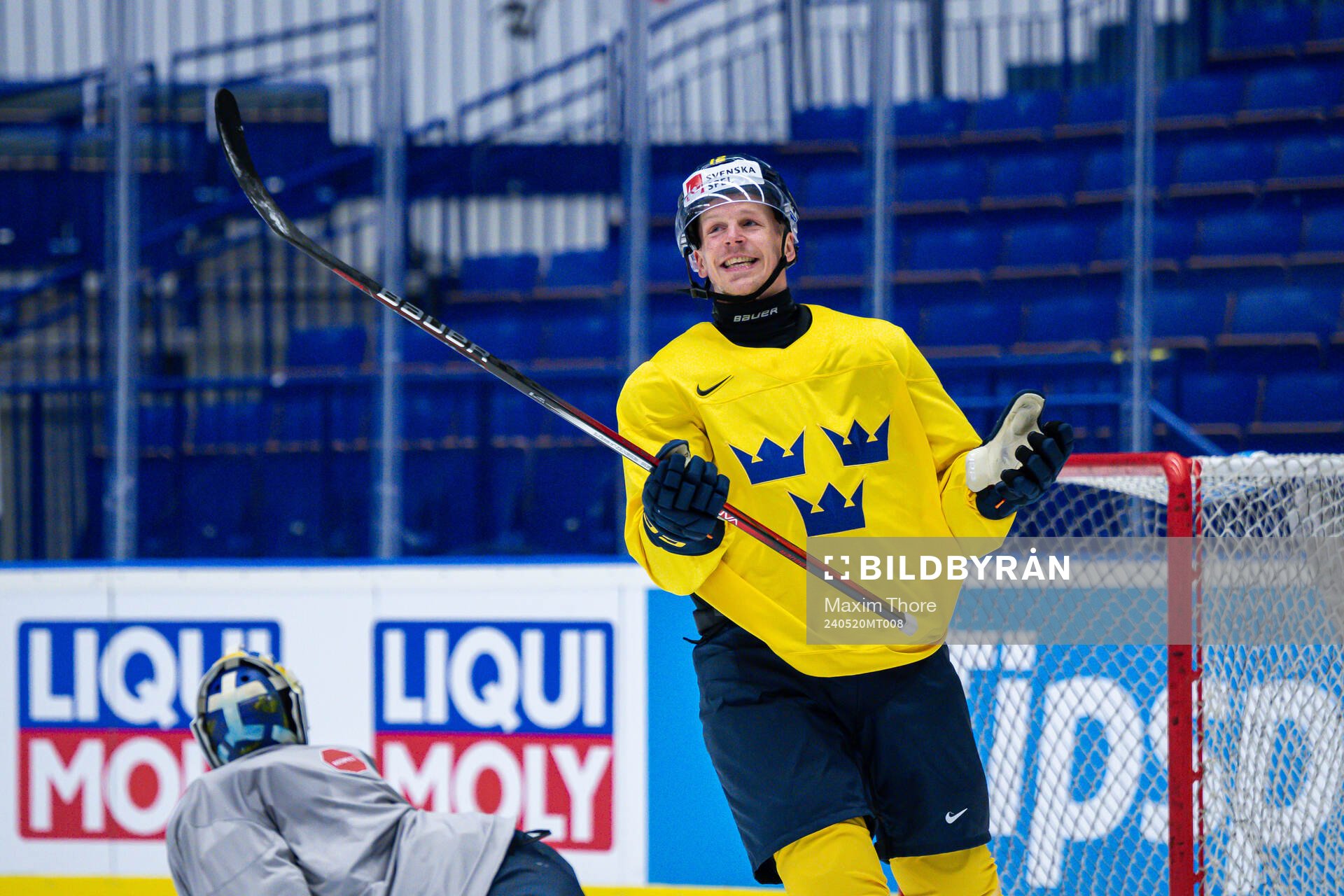 Max Friberg of Sweden reacts at a practice session