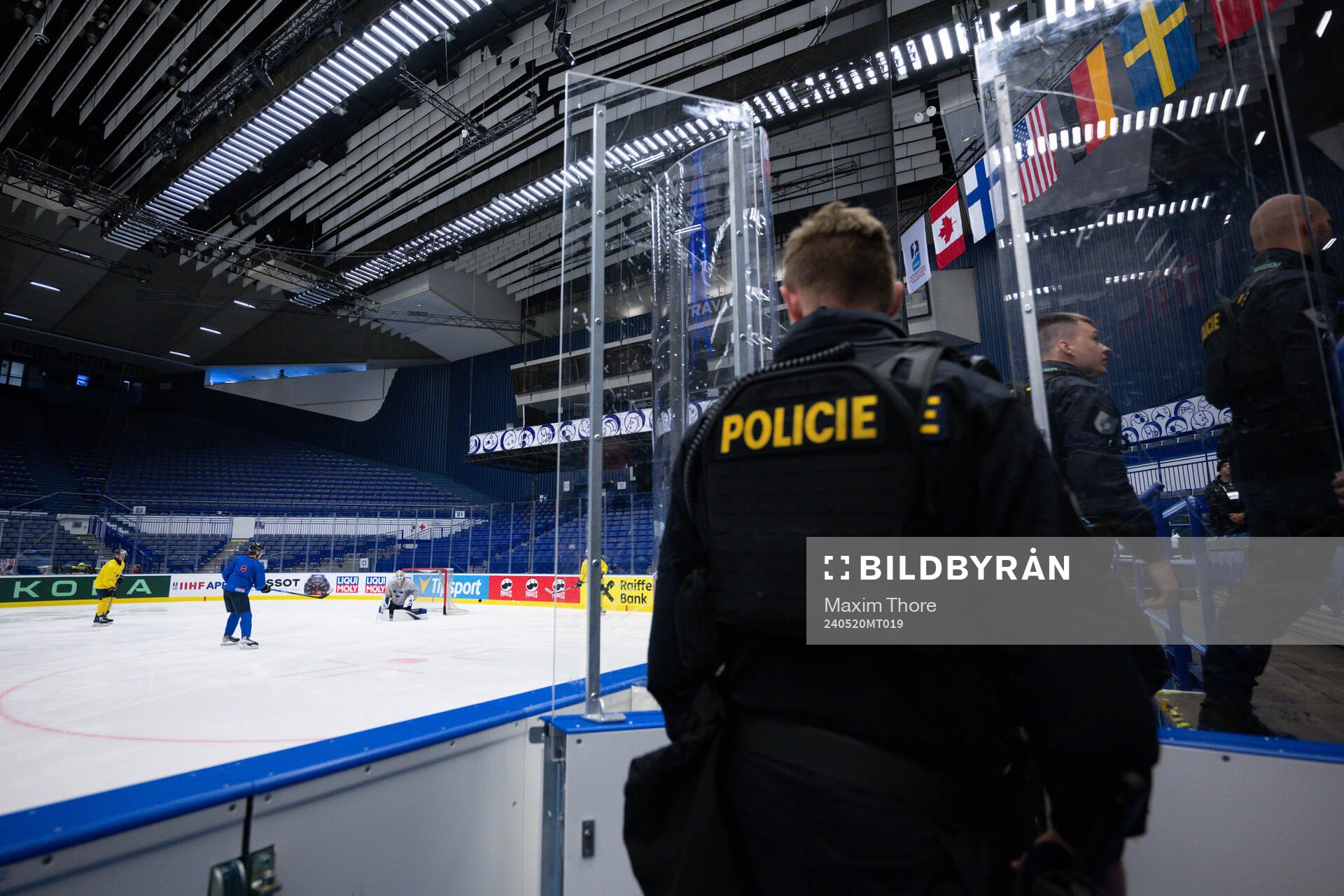 The police enter trough the player booth to search the