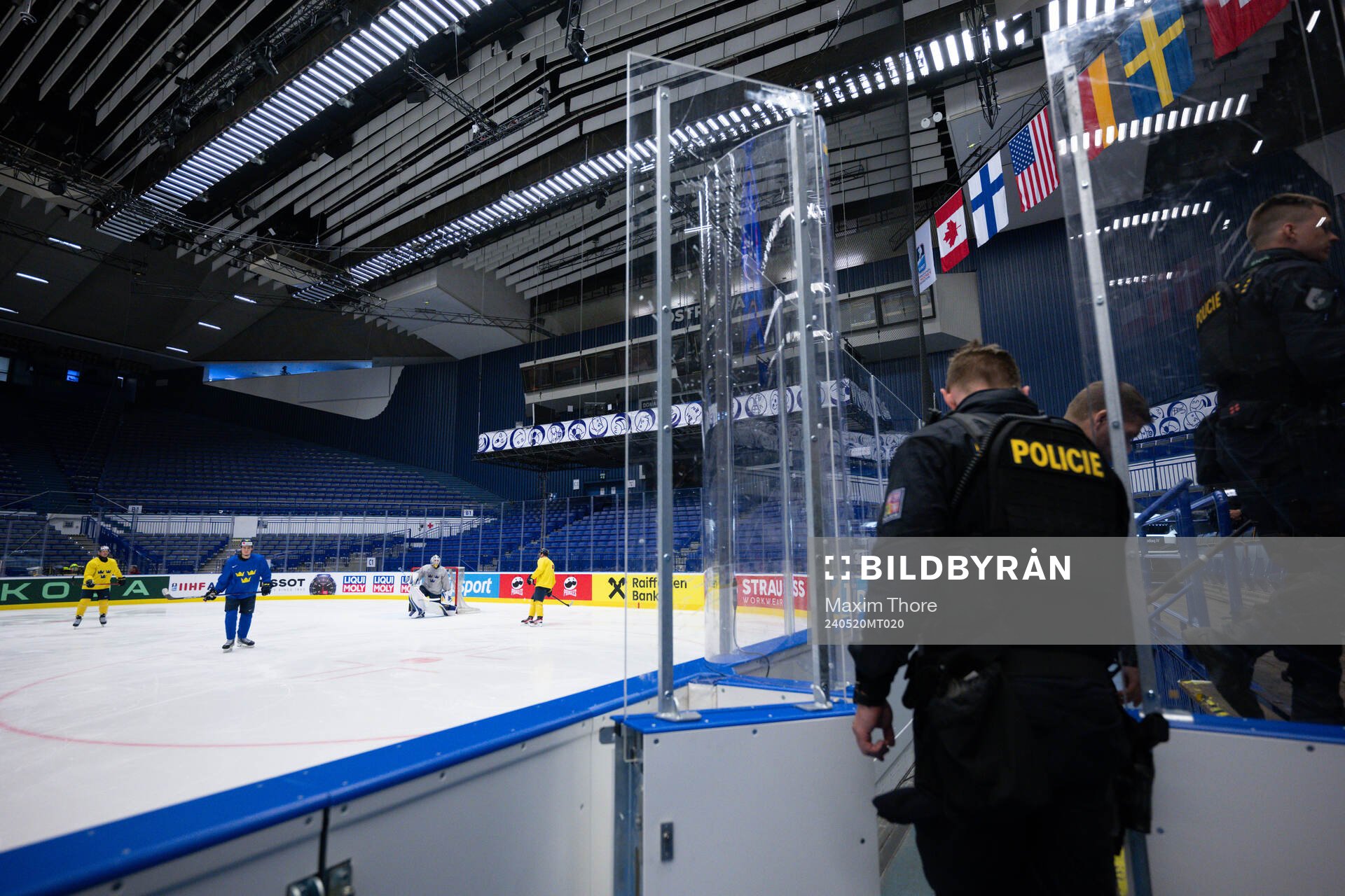 The police enter trough the player booth to search the