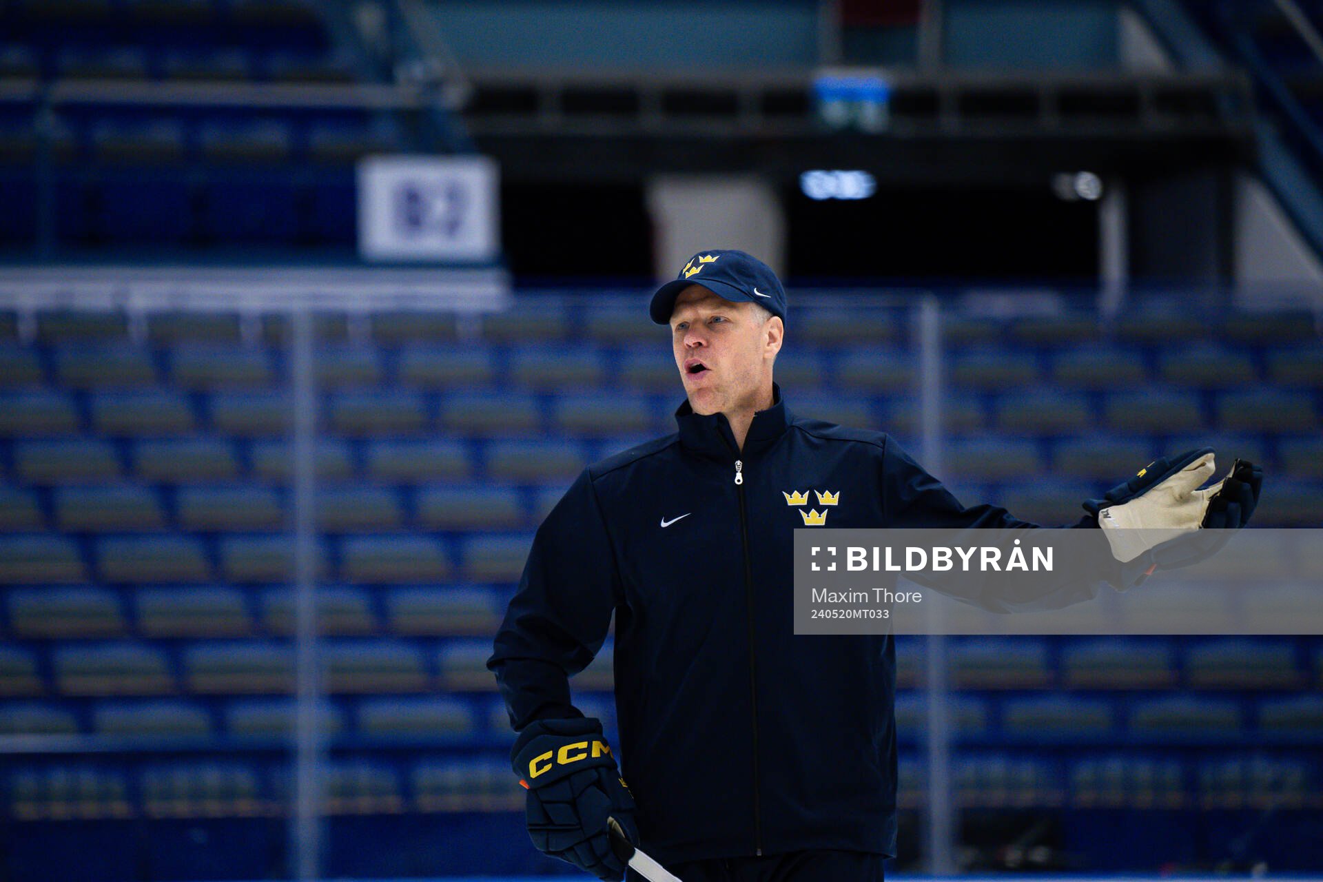 Assistant coach Nicklas Rahm of Sweden at a practice session