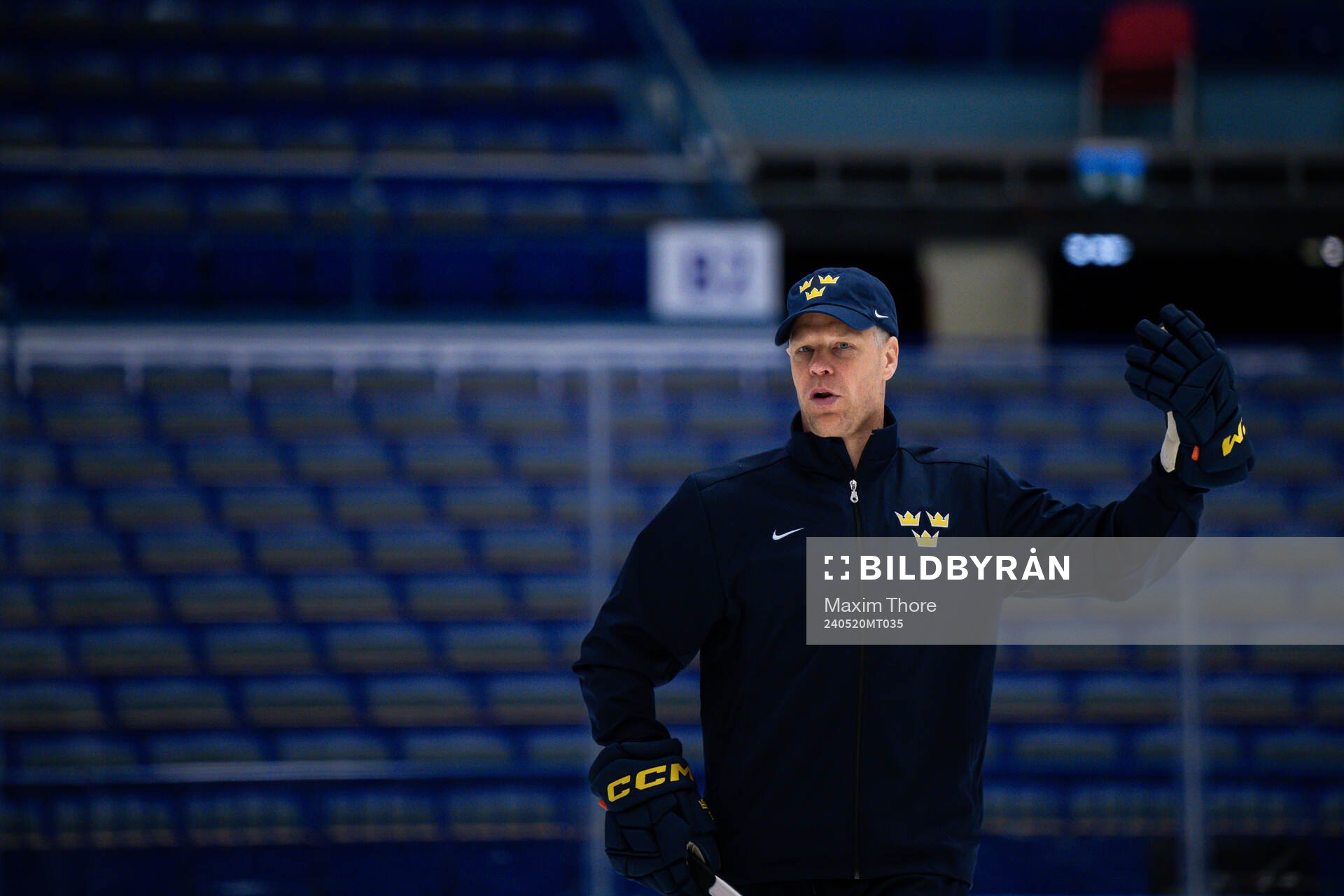 Assistant coach Nicklas Rahm of Sweden at a practice session