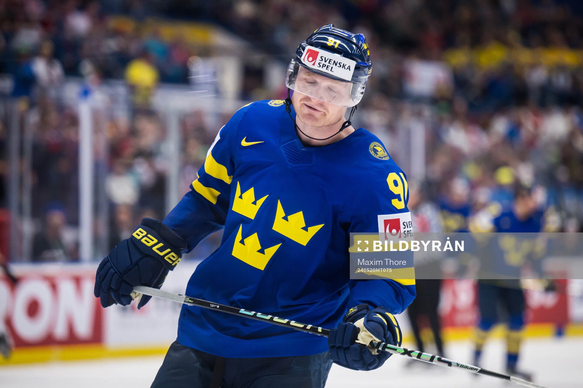 Carl Grundström of Sweden looks dejected
