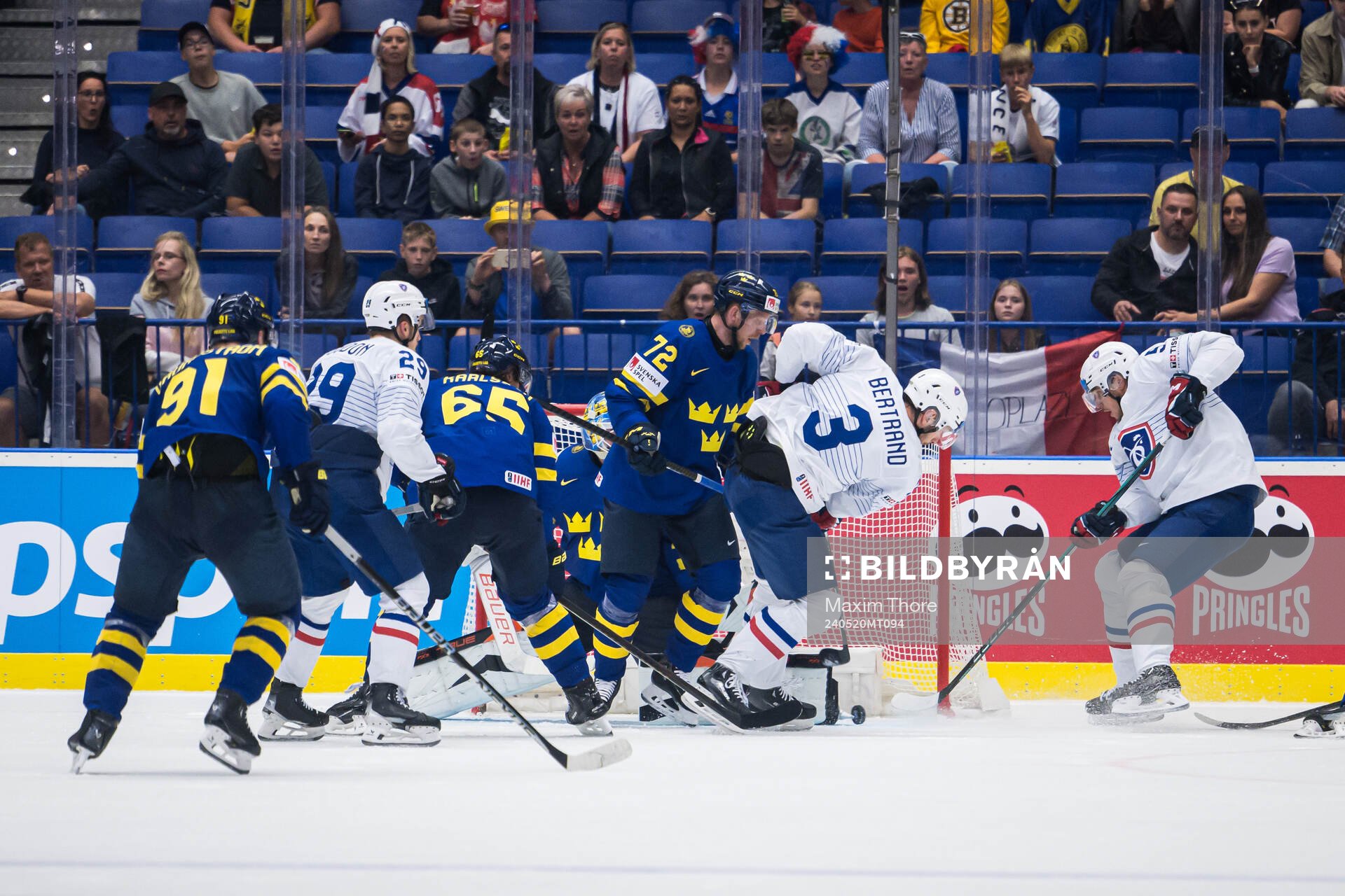 Charles Bertrand of France scores the 1-1 goal