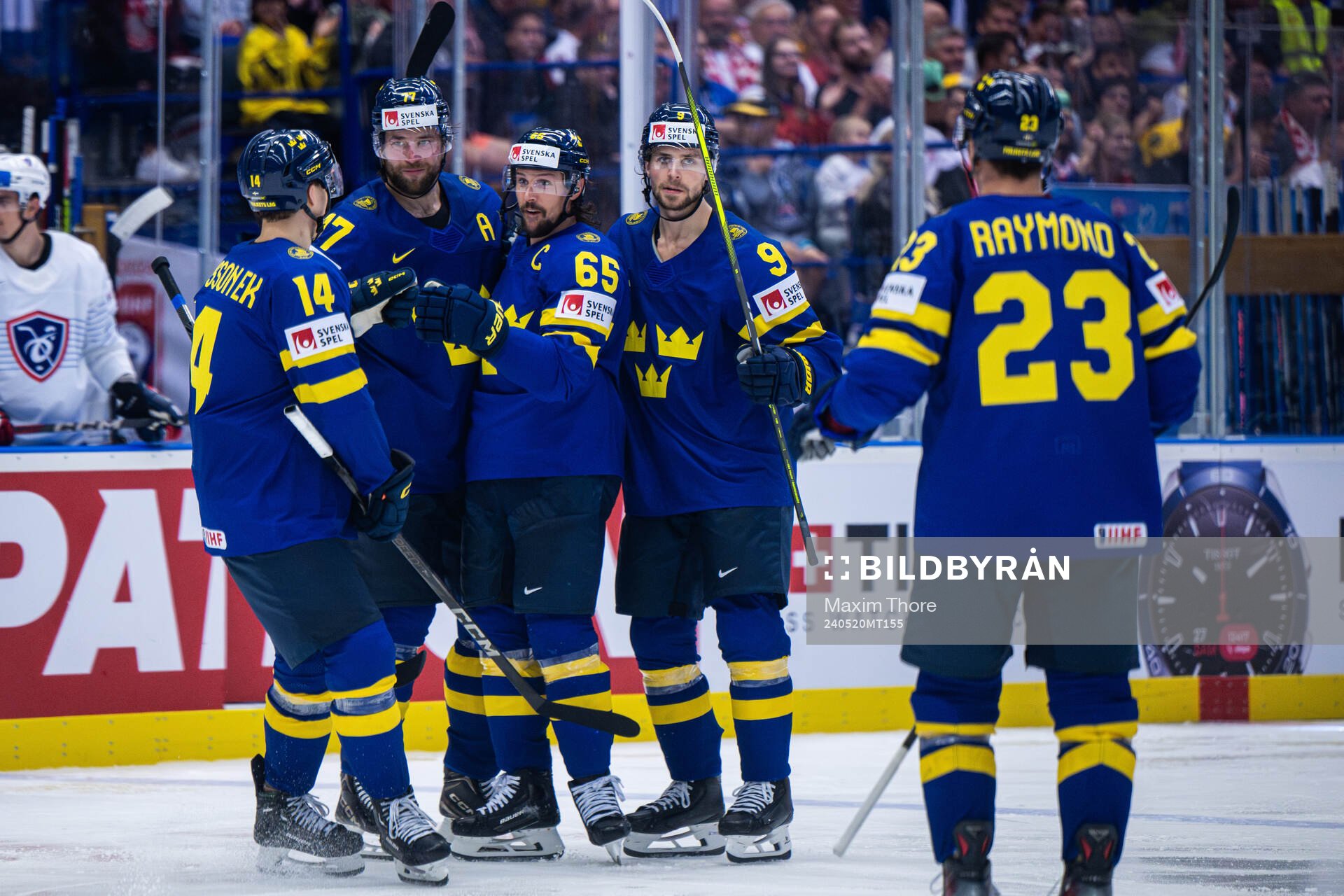 Erik Karlsson celebrate the 2-1 goal with Joel Eriksson Ek,