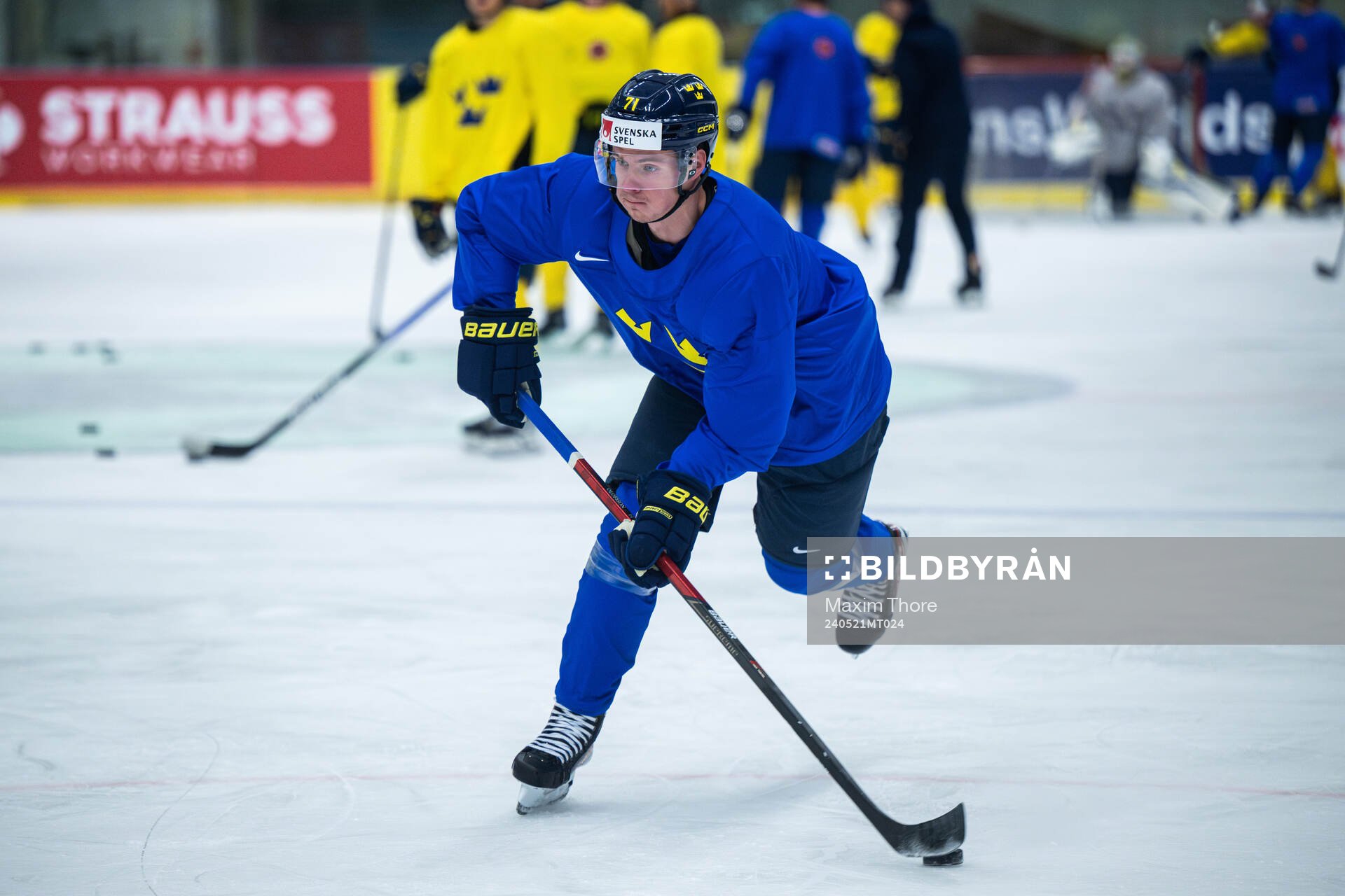 Victor Olofsson of Sweden at a practice session