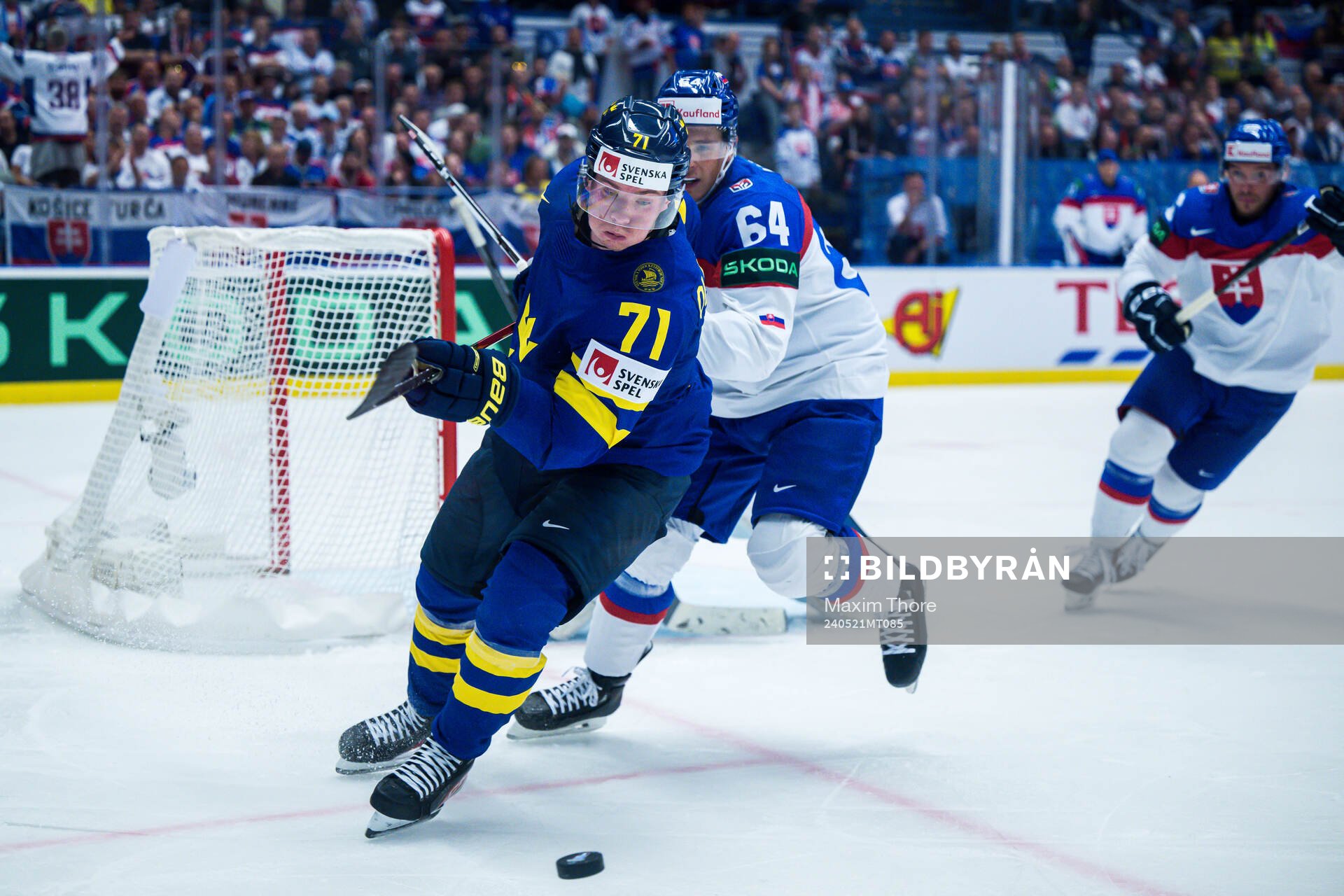 Victor Olofsson of Sweden and Patrik Koch of Slovakia
