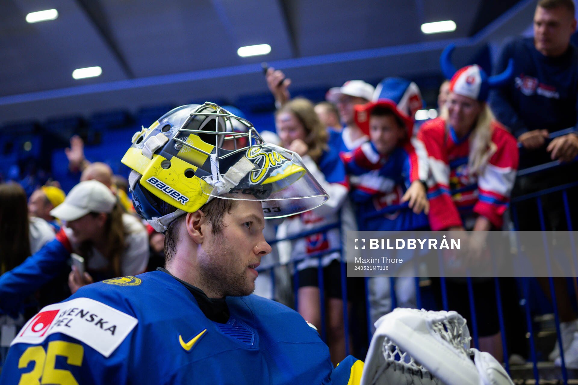 Goaltender Filip Gustavsson of Sweden