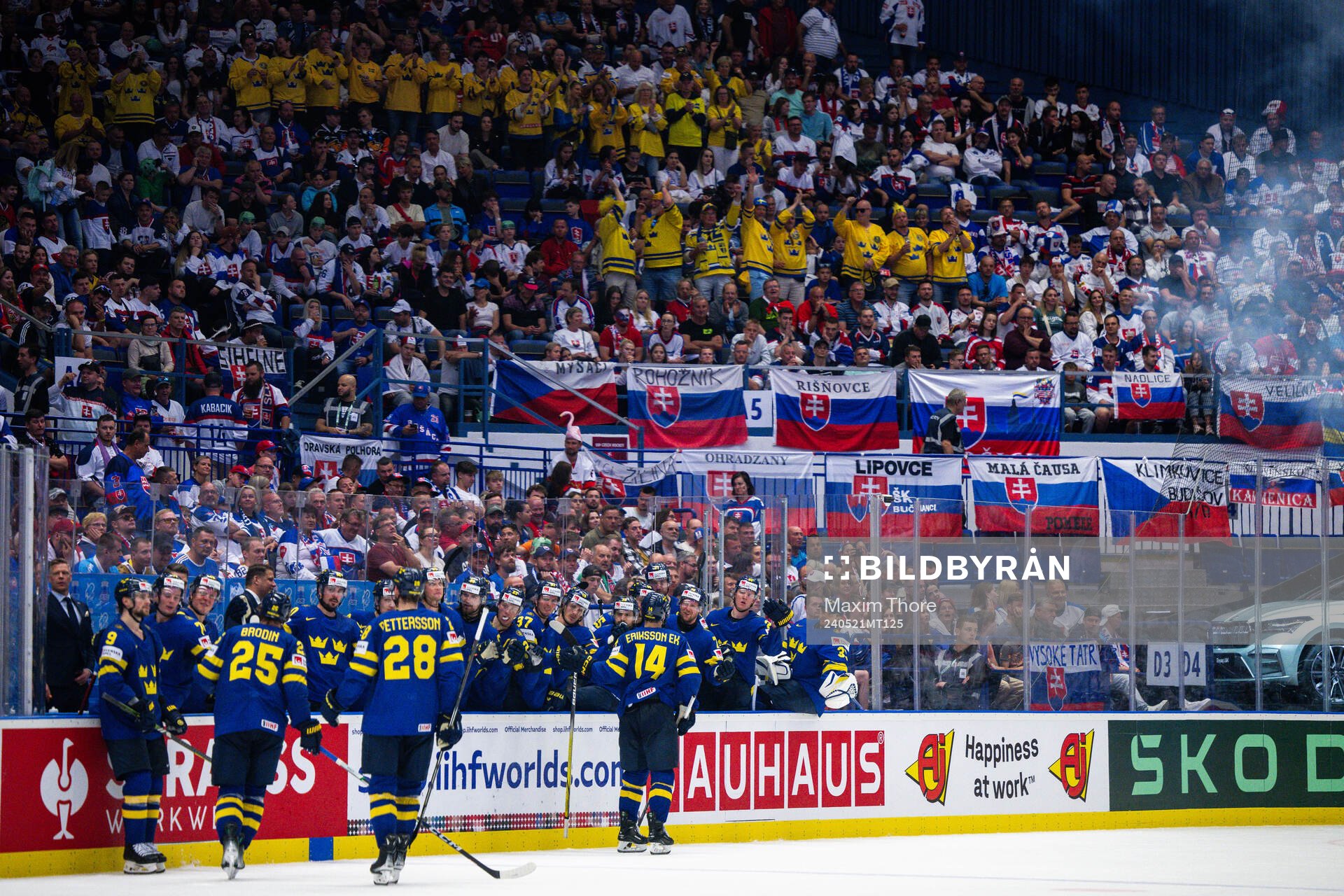Joel Eriksson Ek of Sweden celebrates the 5-0 goal