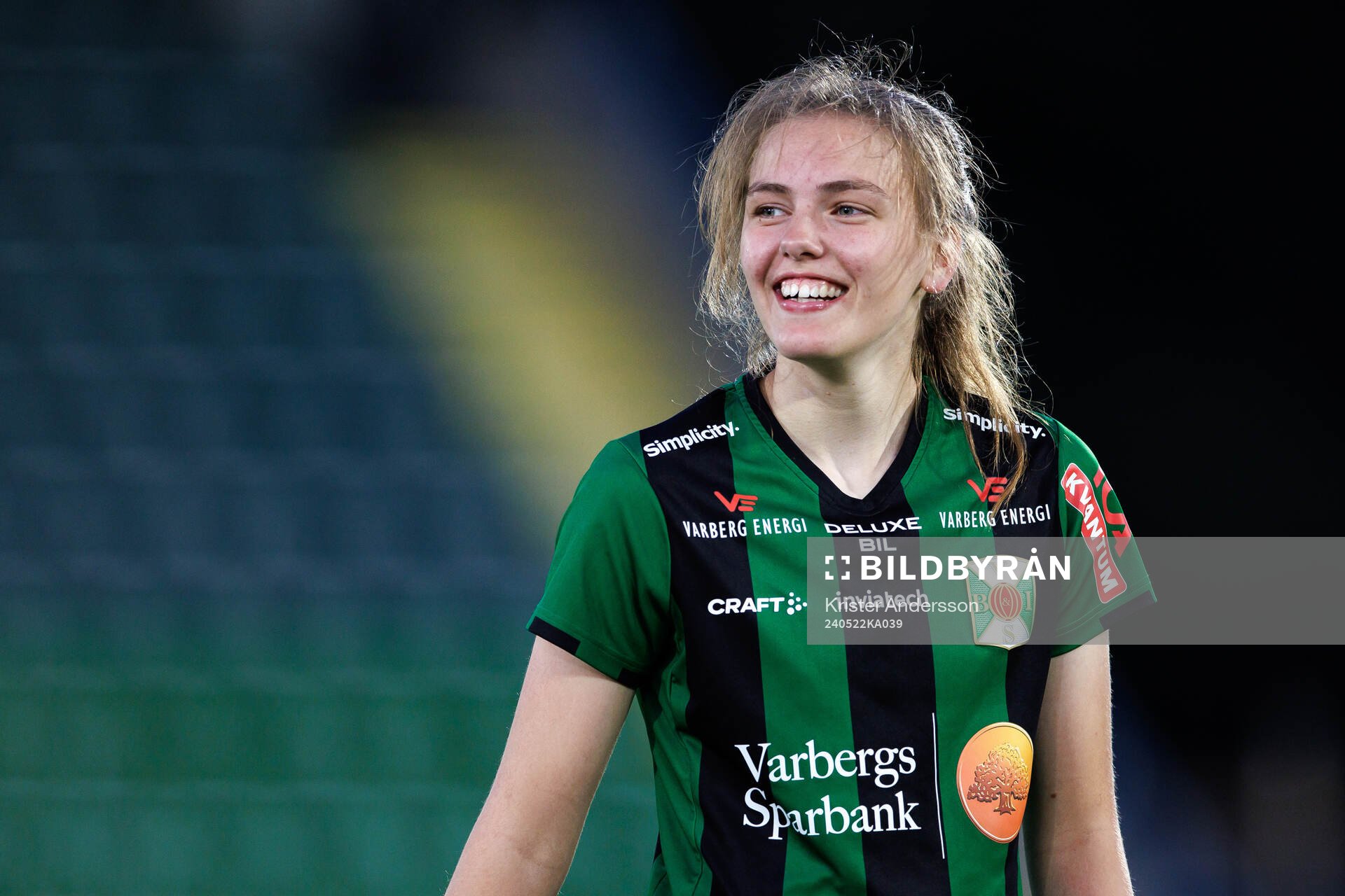 Varbergs BoISs Maja Karlsson efter fotbollsmatchen i Svenska Cupen mellan Varbergs BoIS och Elfsborg den 22 maj 2024 i Varberg.