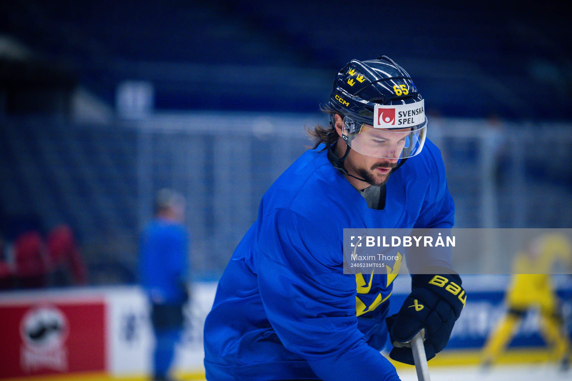 Erik Karlsson of Sweden at a practice session