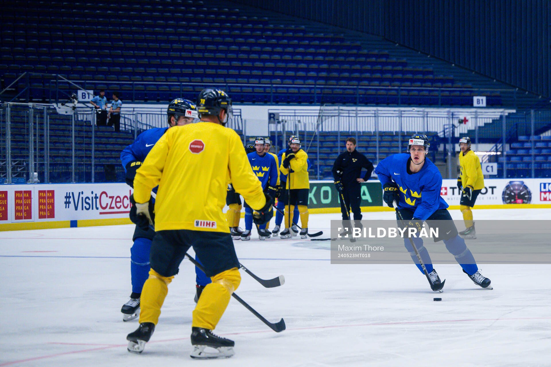 Joel Eriksson Ek of Sweden at a practice session