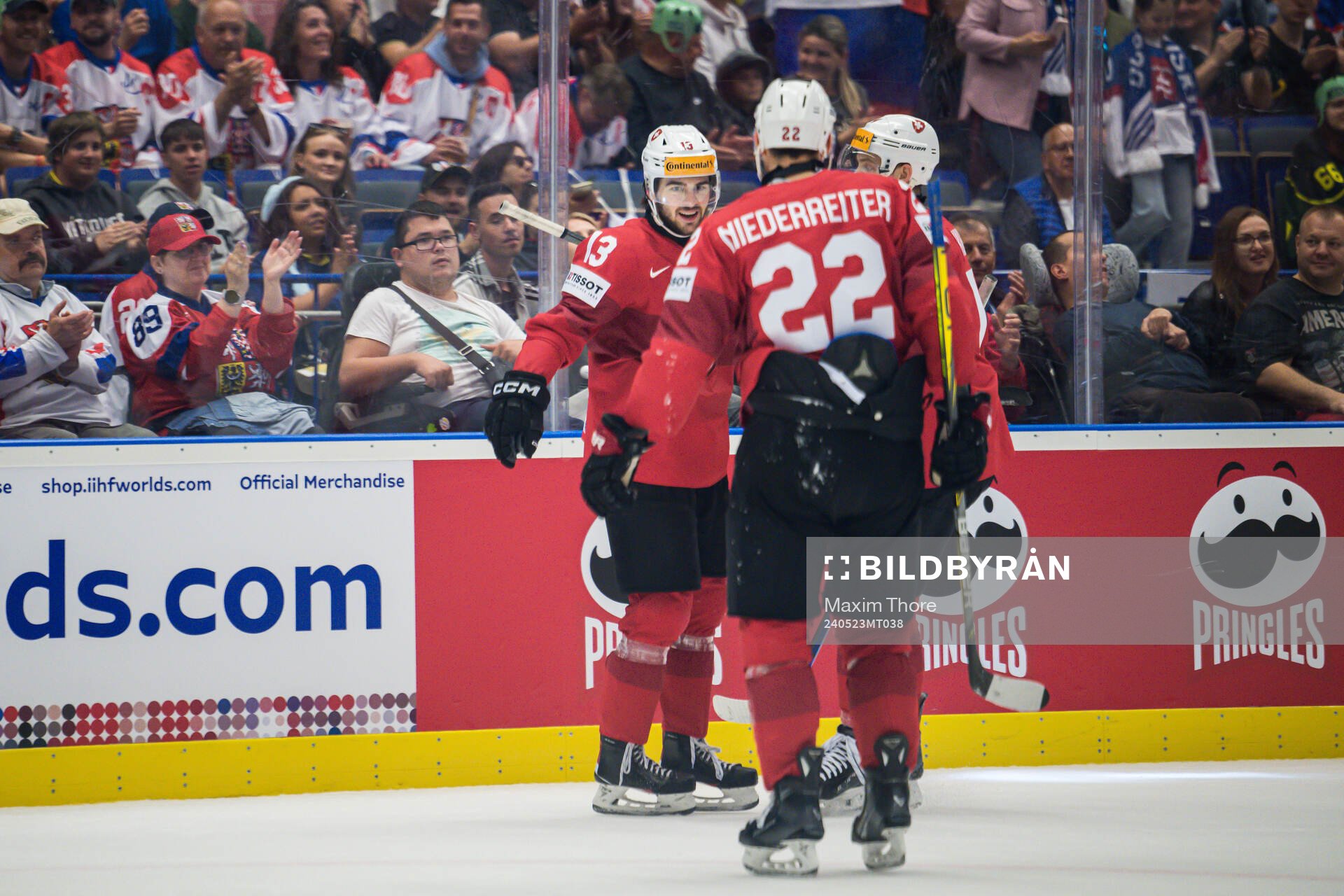 Nico Hischier of Switzerland celebrates