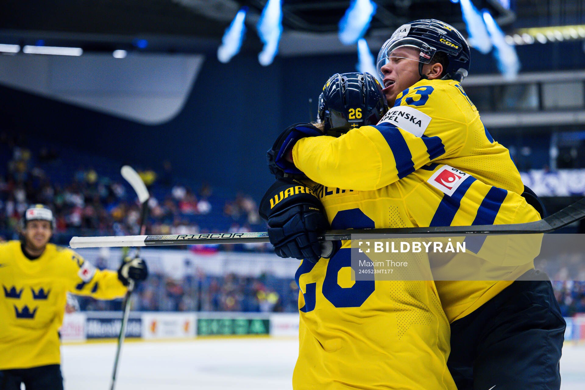 Lucas Raymond and Rasmus Dahlin celebrates