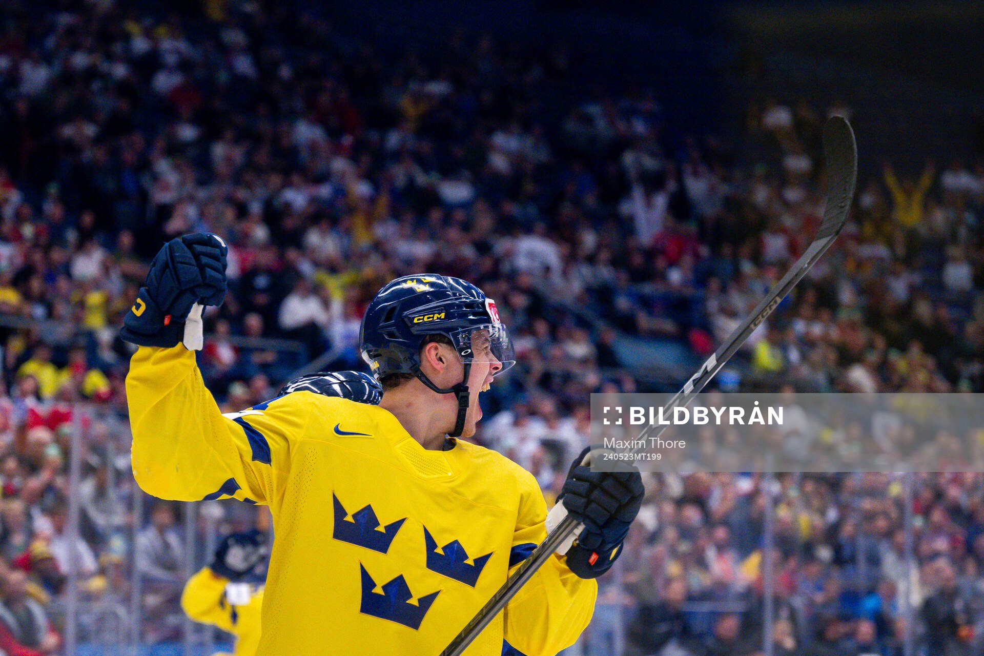 Joel Eriksson Ek of Sweden celebrates scoring the 2-1 goal