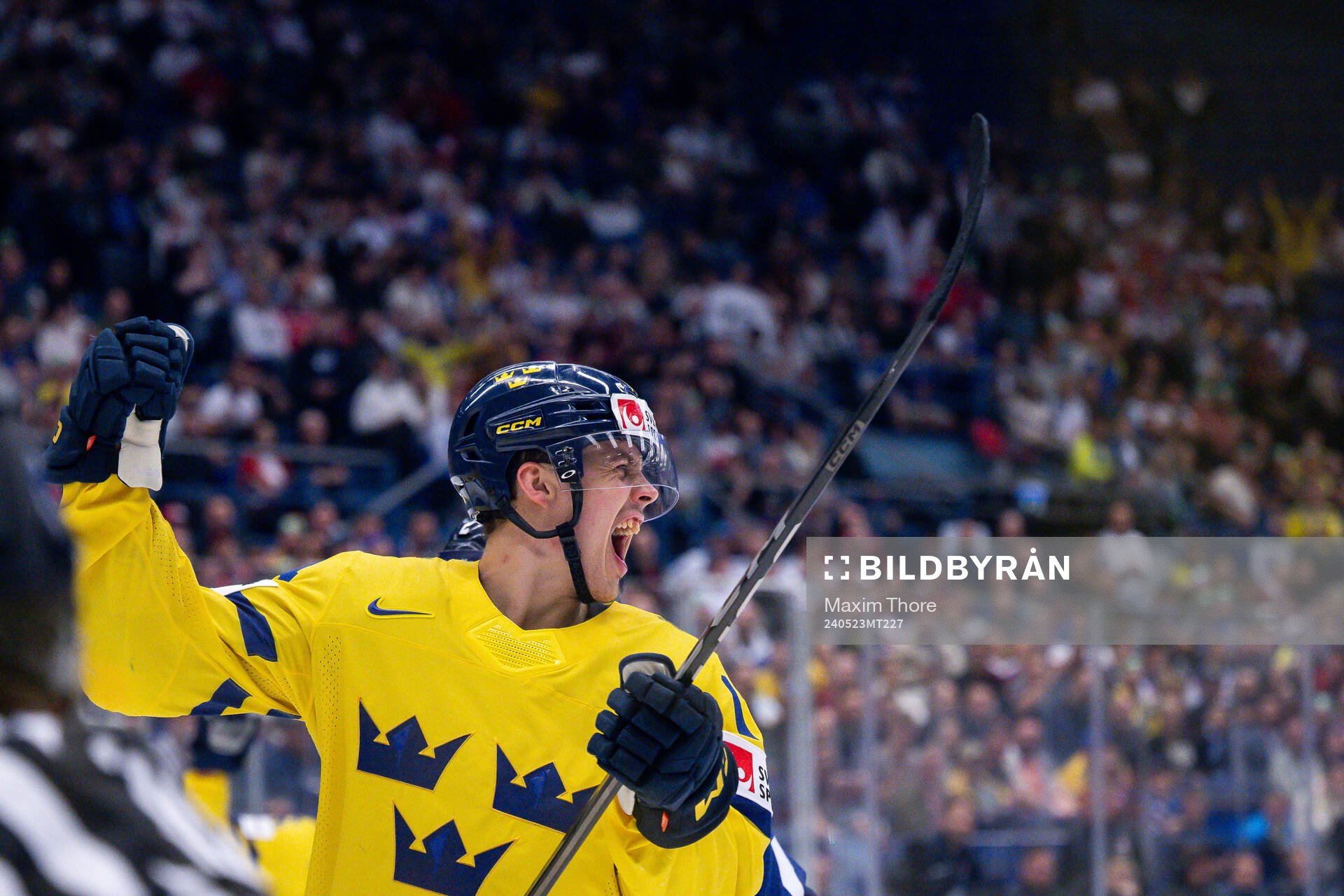 Joel Eriksson Ek of Sweden celebrates scoring the 2-1 goal